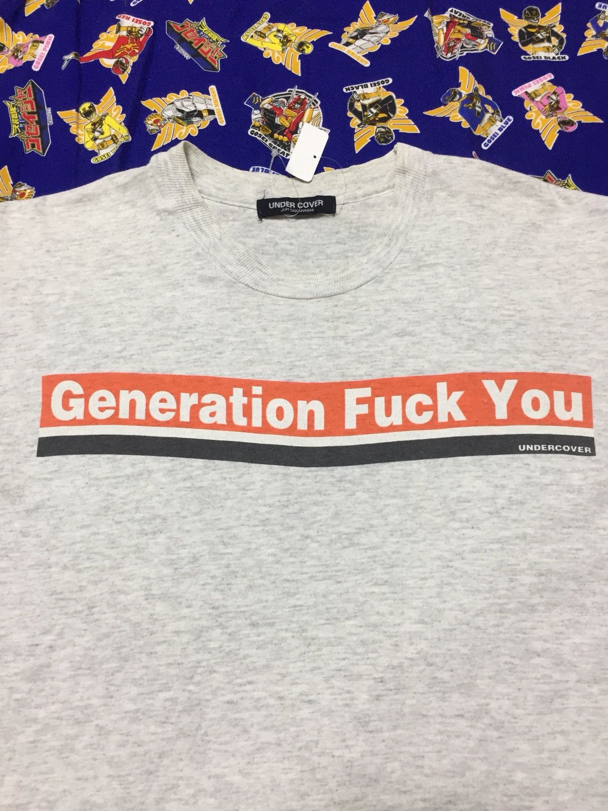 image of Jun Takahashi x Undercover Aw99 Takahashi Iconic "generation Fuck You" Shirt in Grey (Size Small)