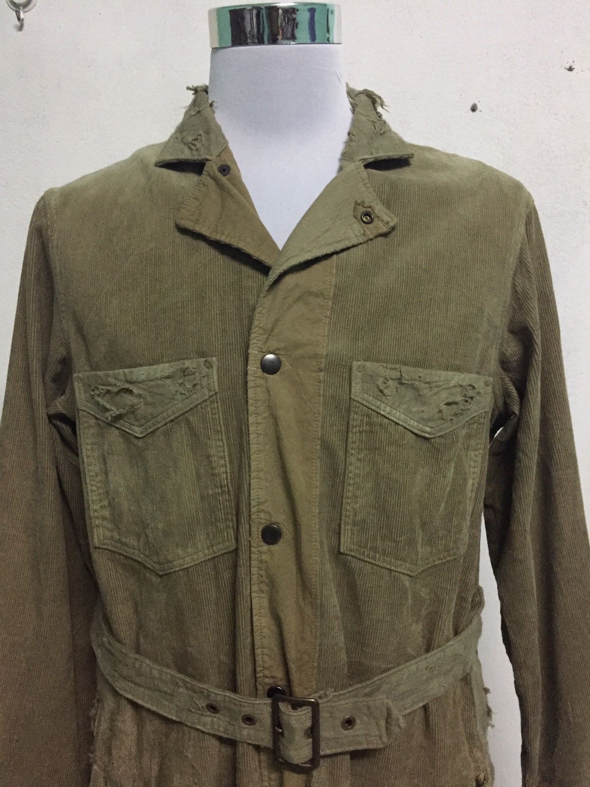 Kapital RAREST Kapital Corduroy Distress Long Jacket Military Style Size US M / EU 48-50 / 2 - 2 Thumbnail