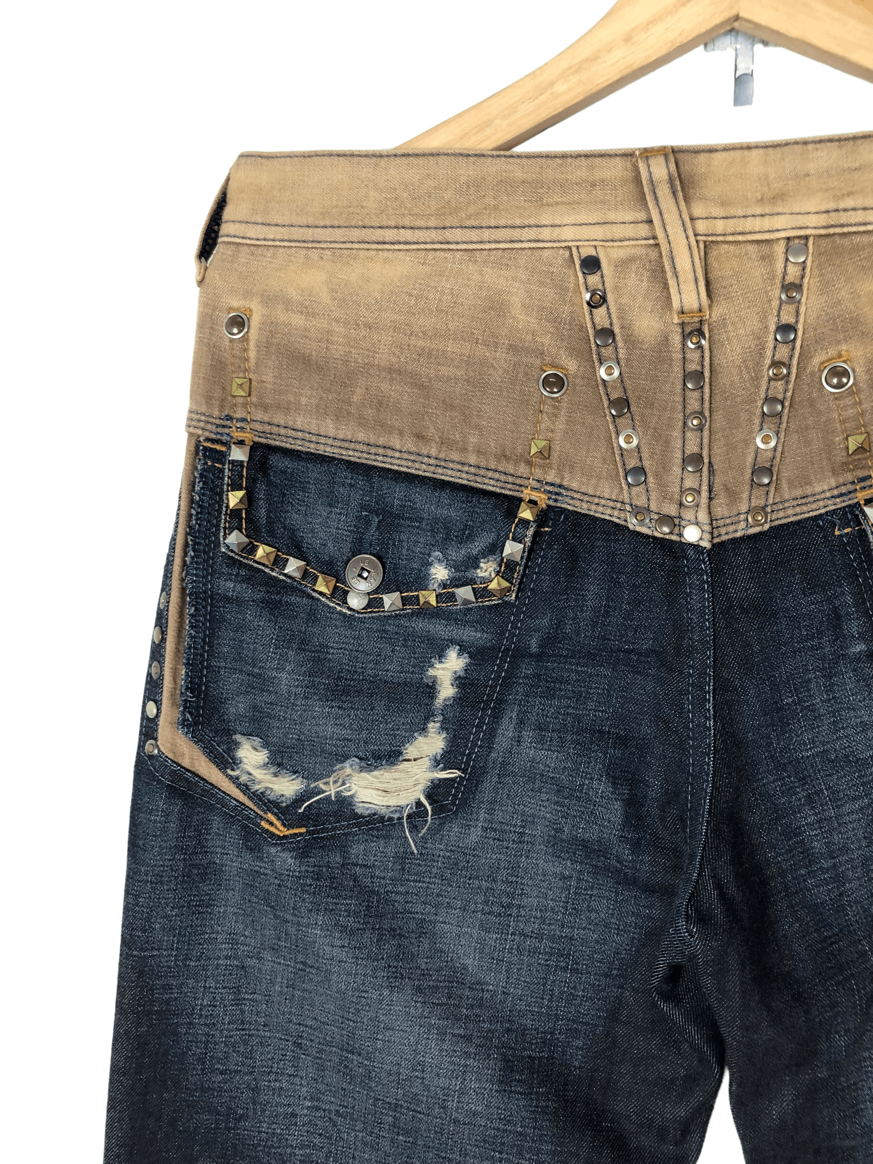 Marithe + Francois Girbaud RARE🔥VINTAGE 90’S SPIKES STUD DISTRESSED STYLE JEAN 31/44 Size US 31 - 10 Thumbnail