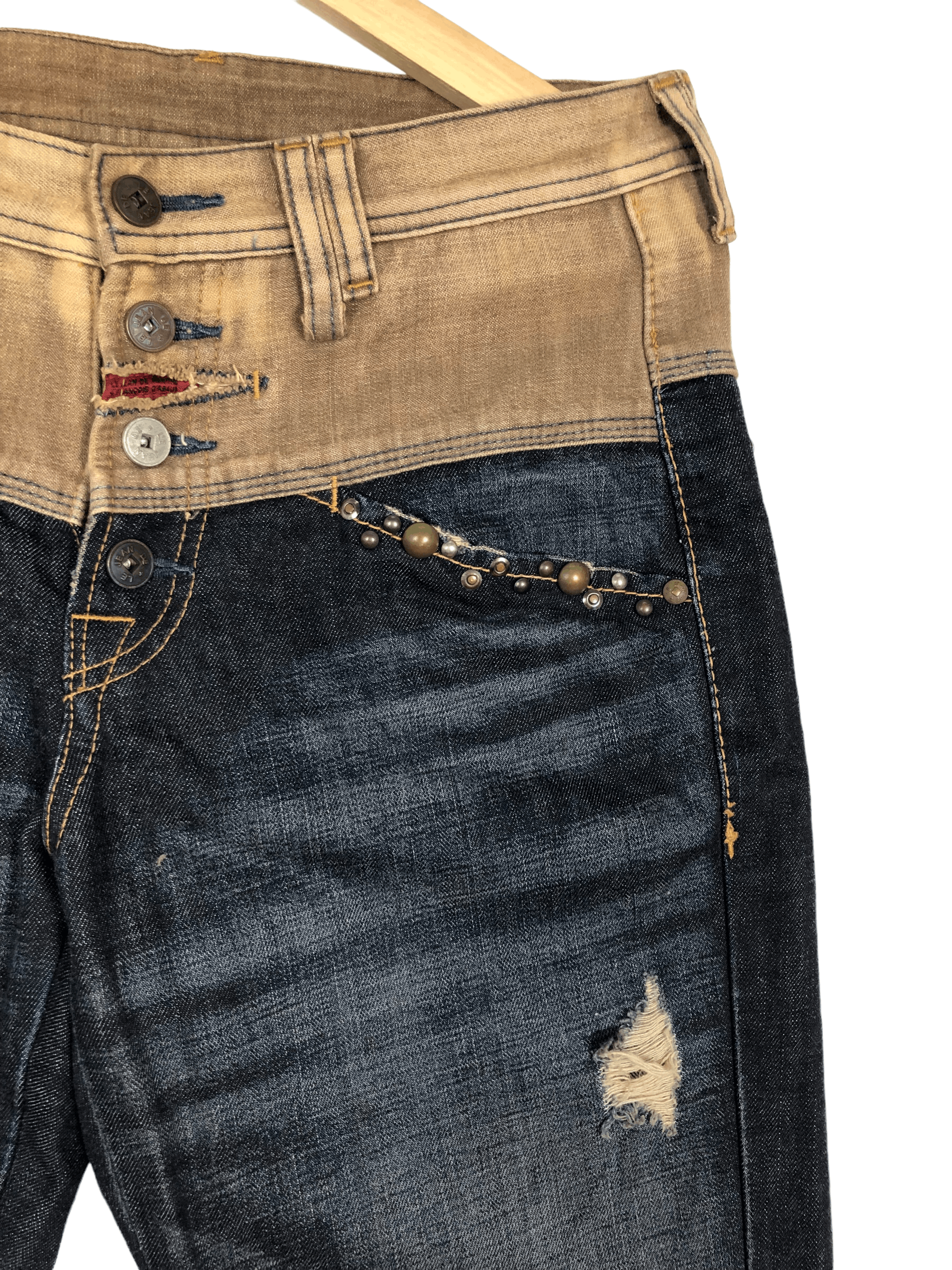 Marithe + Francois Girbaud RARE🔥VINTAGE 90’S SPIKES STUD DISTRESSED STYLE JEAN 31/44 Size US 31 - 7 Thumbnail