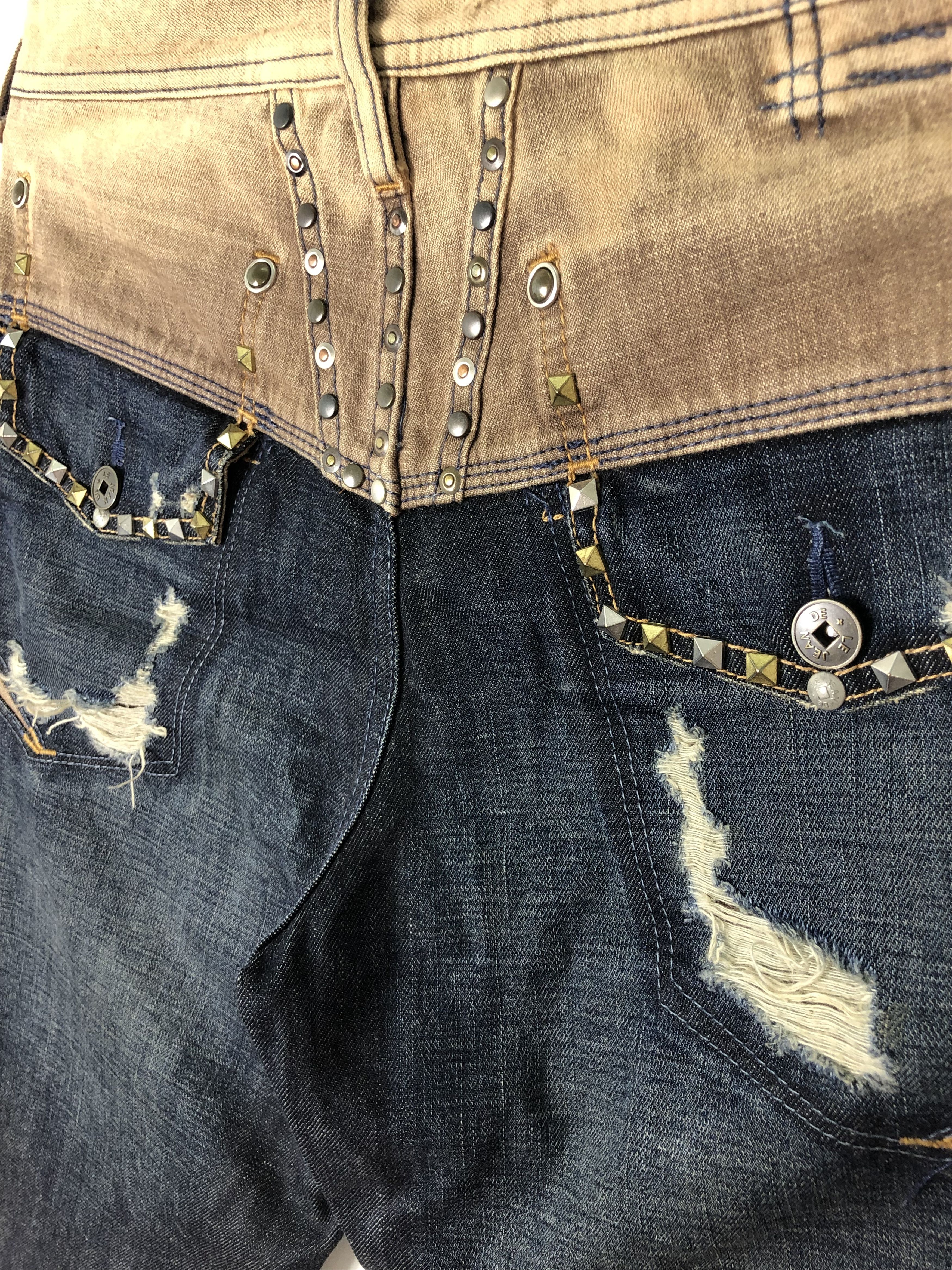 Marithe + Francois Girbaud RARE🔥VINTAGE 90’S SPIKES STUD DISTRESSED STYLE JEAN 31/44 Size US 31 - 14 Thumbnail