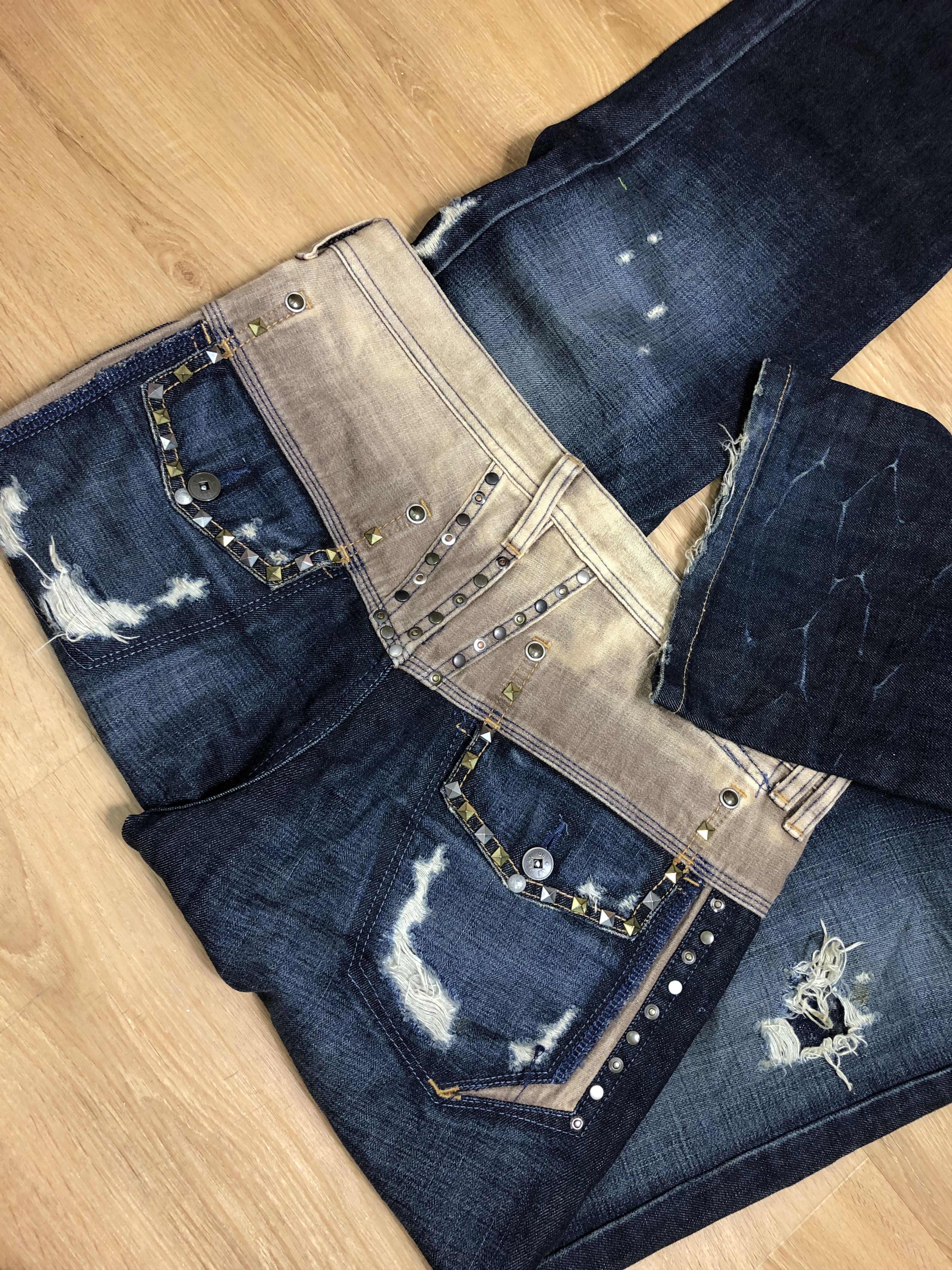 Marithe + Francois Girbaud RARE🔥VINTAGE 90’S SPIKES STUD DISTRESSED STYLE JEAN 31/44 Size US 31 - 1 Thumbnail
