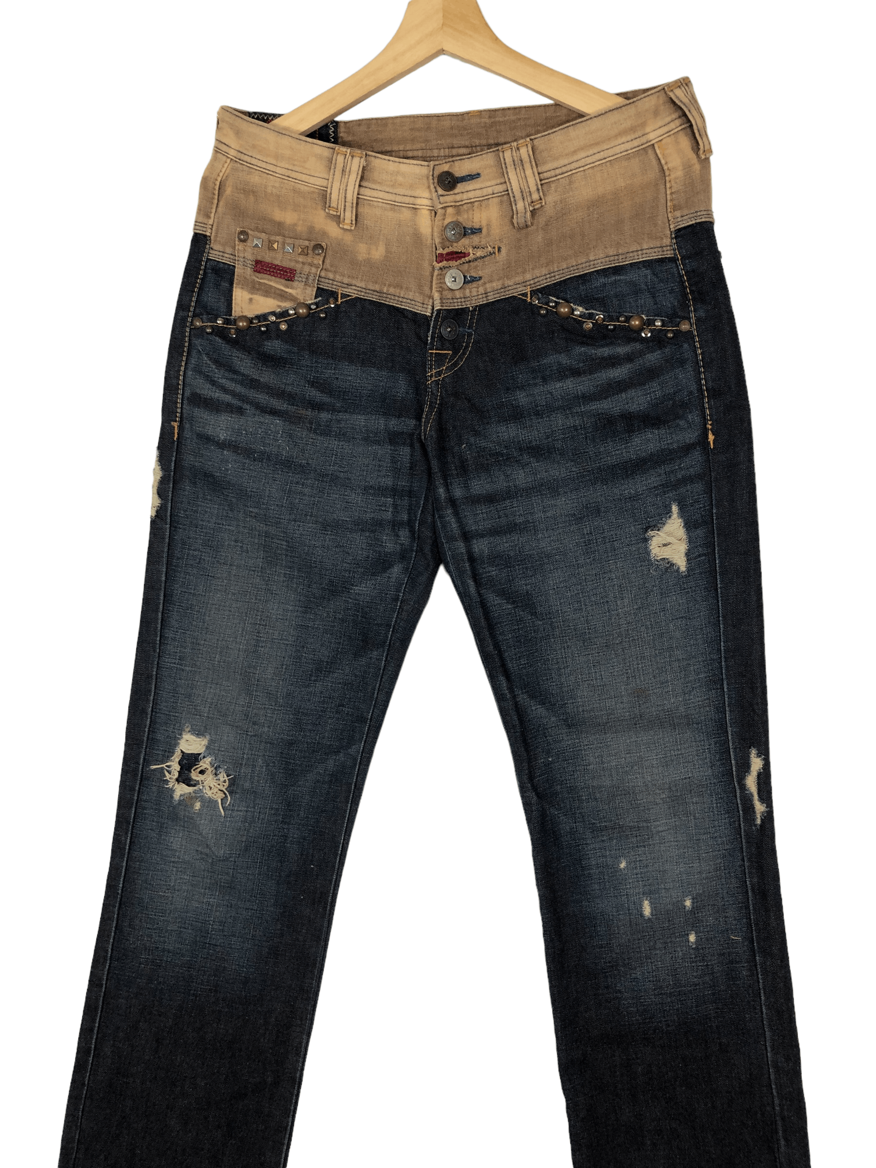 Marithe + Francois Girbaud RARE🔥VINTAGE 90’S SPIKES STUD DISTRESSED STYLE JEAN 31/44 Size US 31 - 4 Thumbnail