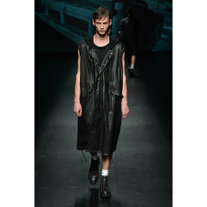 Miharayasuhiro Asymmetrical Biker Leather Mesh Vest | Grailed