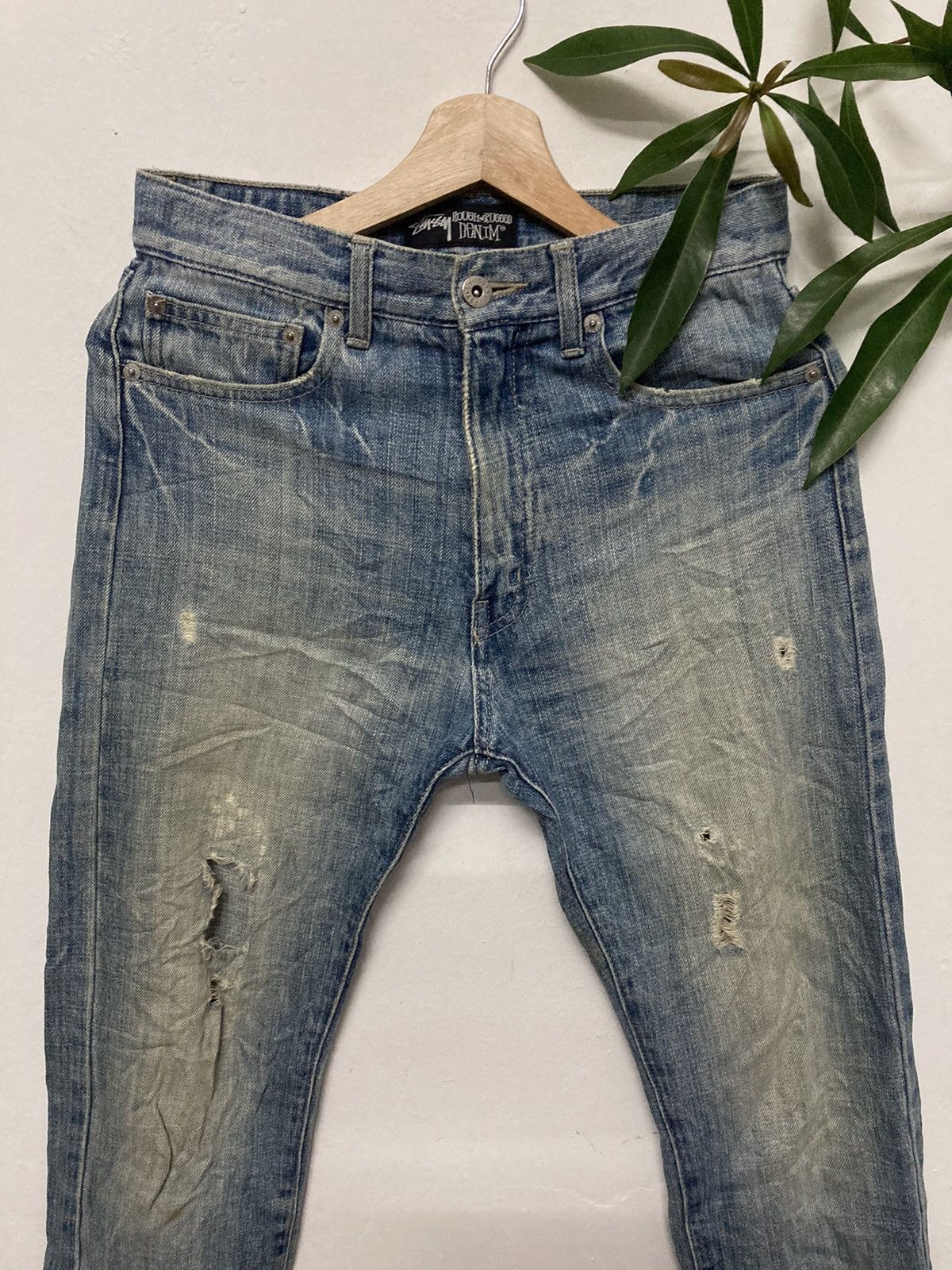 Stussy Stussy Rough & Rugged Distressed Skinny Jeans Size US 29 - 3 Thumbnail
