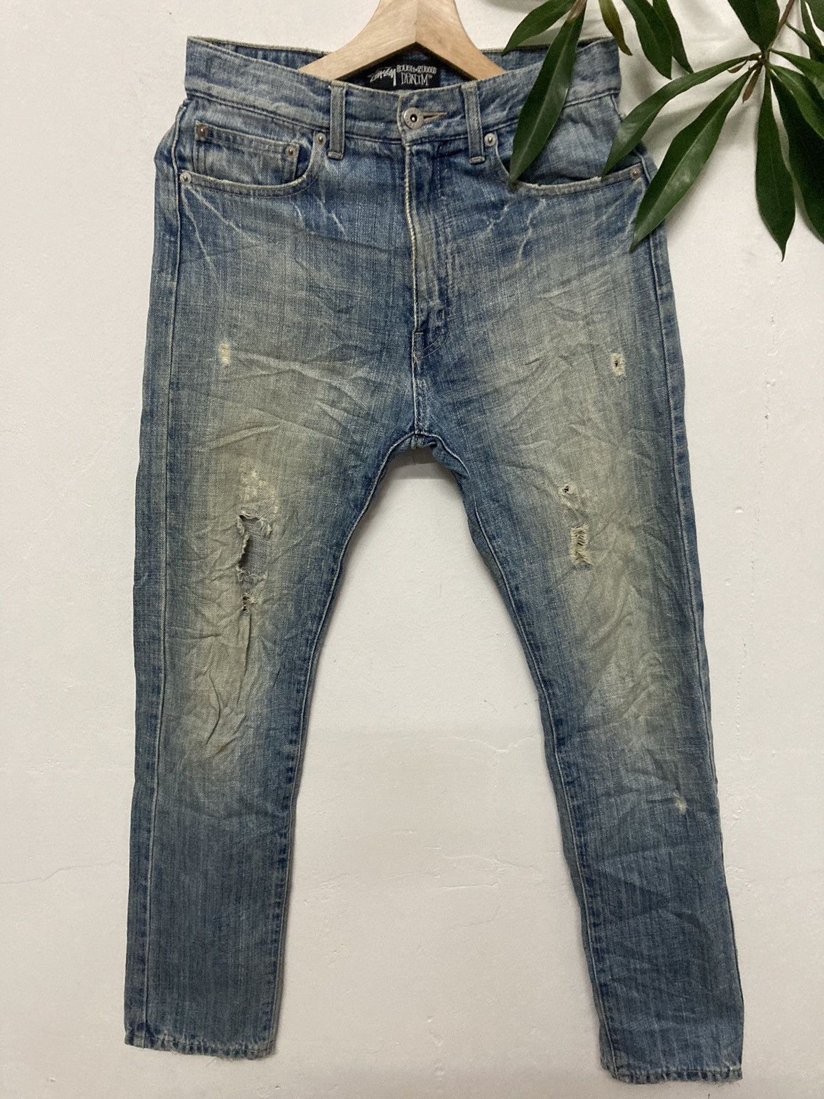 Stussy Stussy Rough & Rugged Distressed Skinny Jeans Size US 29 - 1 Thumbnail
