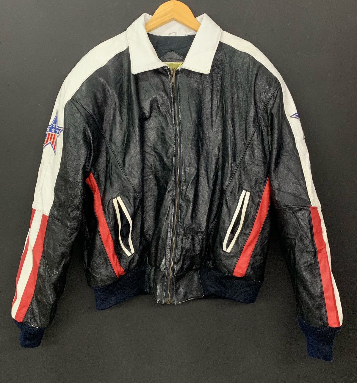 Sports Specialties AMERICAN FLAG Leather Vintage Bomber Jacket Size US L / EU 52-54 / 3 - 2 Thumbnail