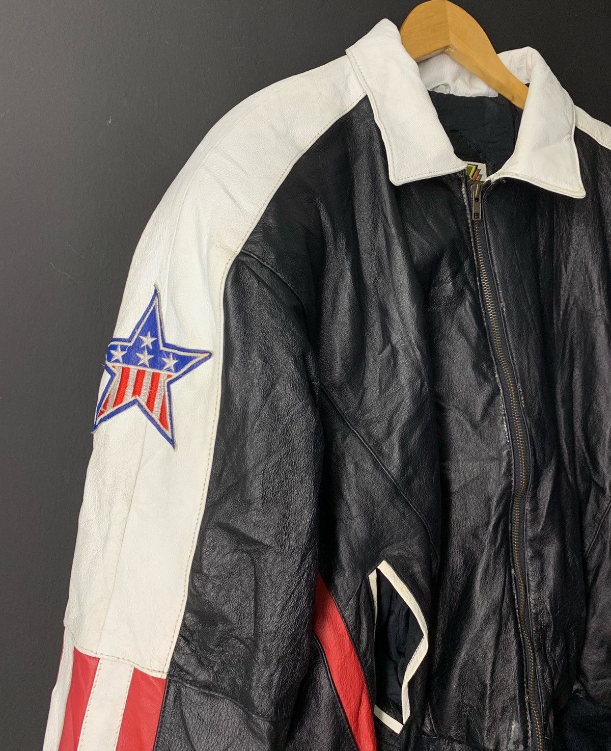 Sports Specialties AMERICAN FLAG Leather Vintage Bomber Jacket Size US L / EU 52-54 / 3 - 3 Thumbnail