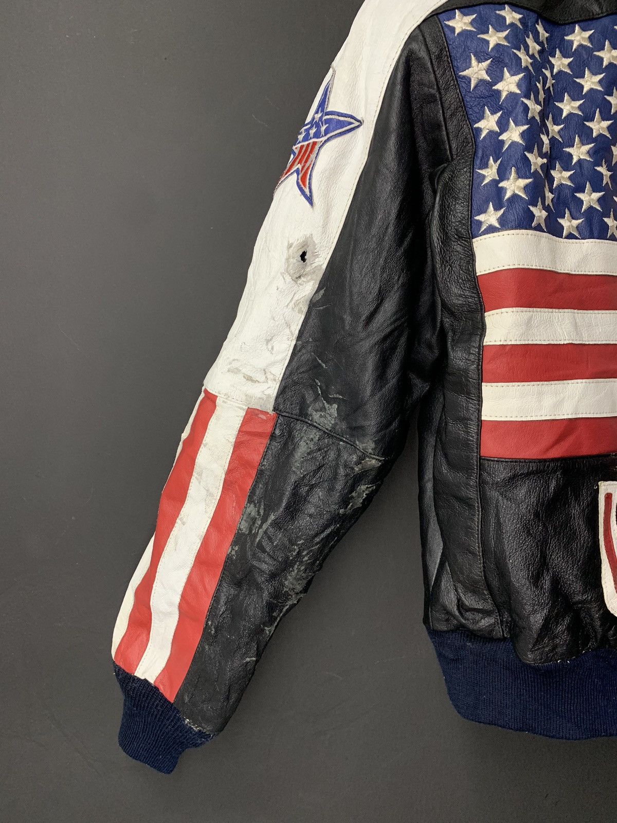 Sports Specialties AMERICAN FLAG Leather Vintage Bomber Jacket Size US L / EU 52-54 / 3 - 6 Thumbnail