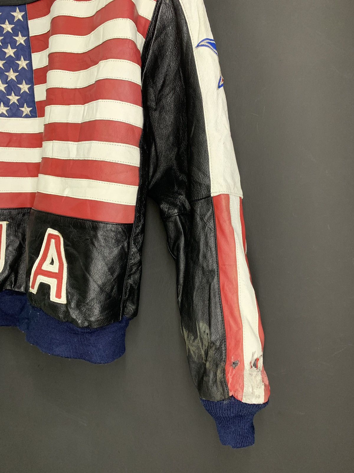 Sports Specialties AMERICAN FLAG Leather Vintage Bomber Jacket Size US L / EU 52-54 / 3 - 7 Thumbnail