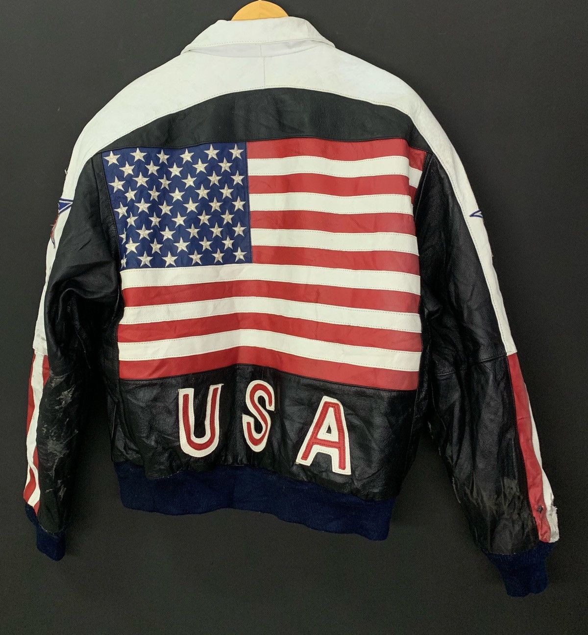 Sports Specialties AMERICAN FLAG Leather Vintage Bomber Jacket Size US L / EU 52-54 / 3 - 1 Thumbnail
