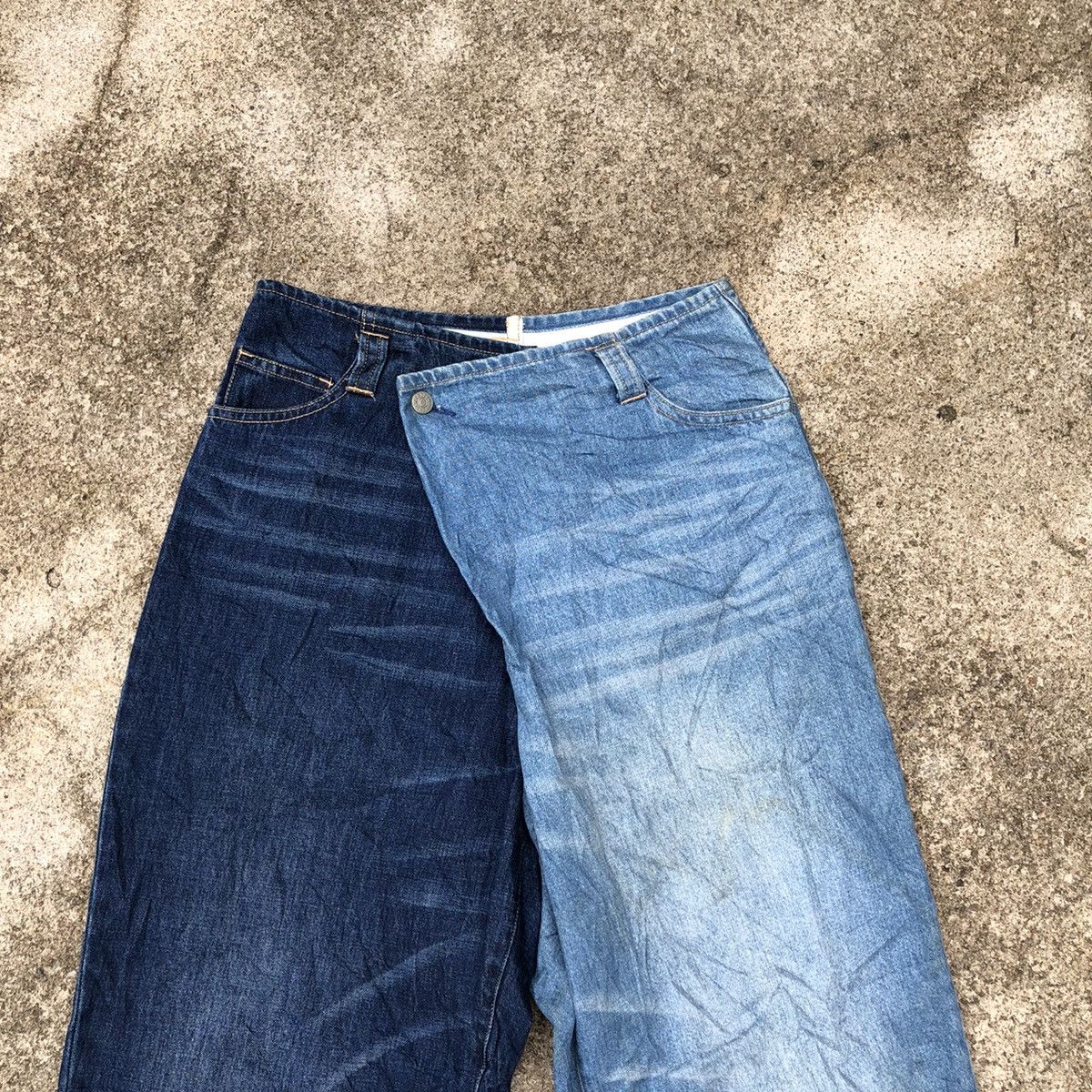Issey Miyake × Tsumori Chisato 🔥Rare🔥Tsumori Chisato Two Tone Stylish Avant Garde Jeans Size 29" - 2 Thumbnail