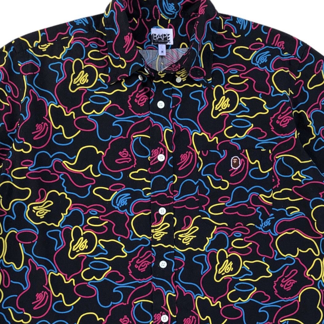 Bape Neon Camo Button Up S/S Shirt Size US M / EU 48-50 / 2 - 4 Thumbnail
