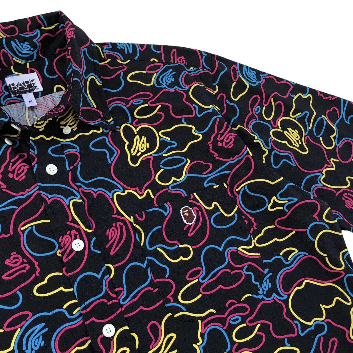 Bape Neon Camo Button Up S/S Shirt Size US M / EU 48-50 / 2 - 5 Thumbnail