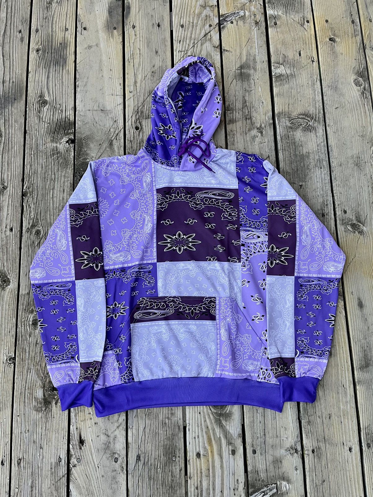 Streetwear Vintage Patchwork Hoodie Paisley Grailed