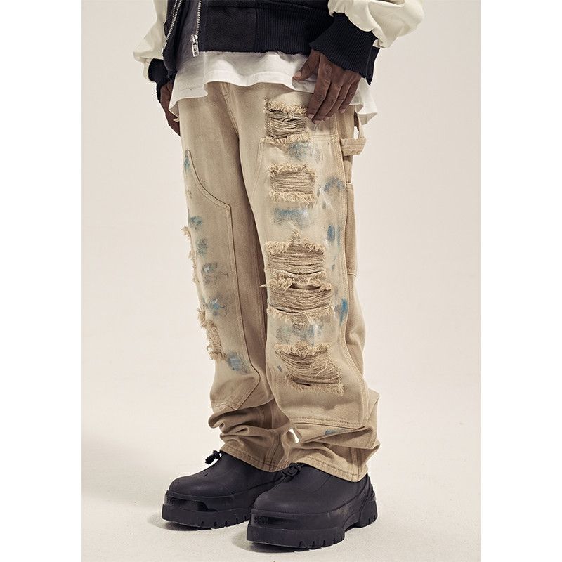 ripped carpenter paint hiphop jeans