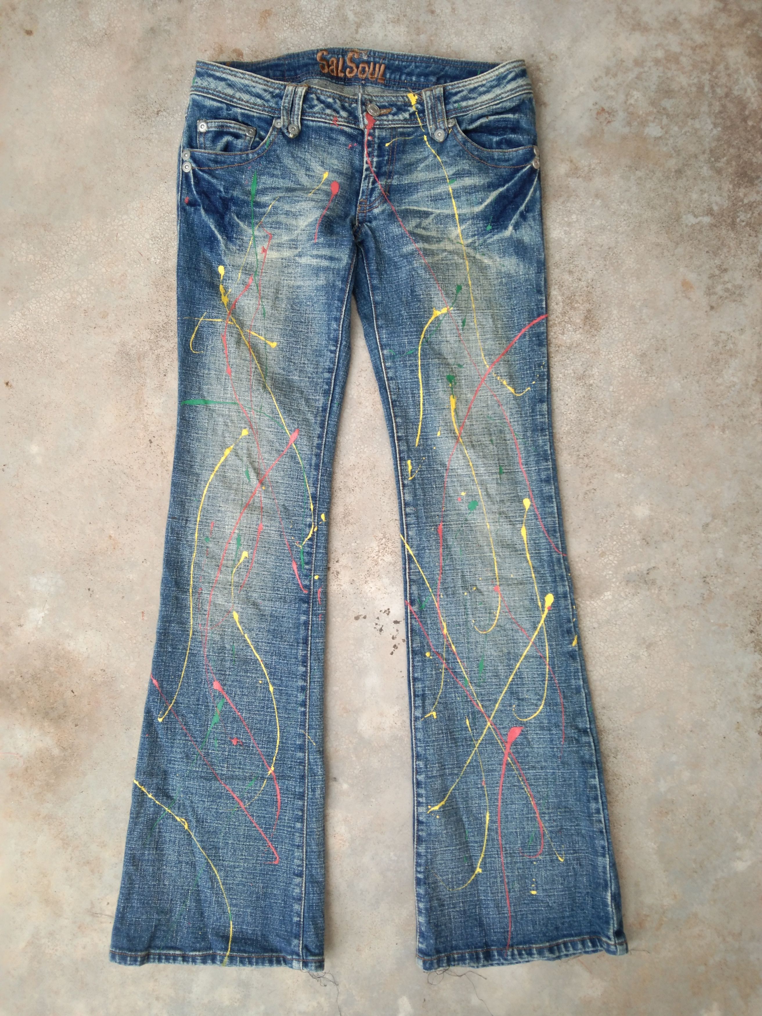 Japanese Brand Vintage Paint Splatter Flared Jeans 28x32 Size US 28 / EU 44 - 1 Thumbnail