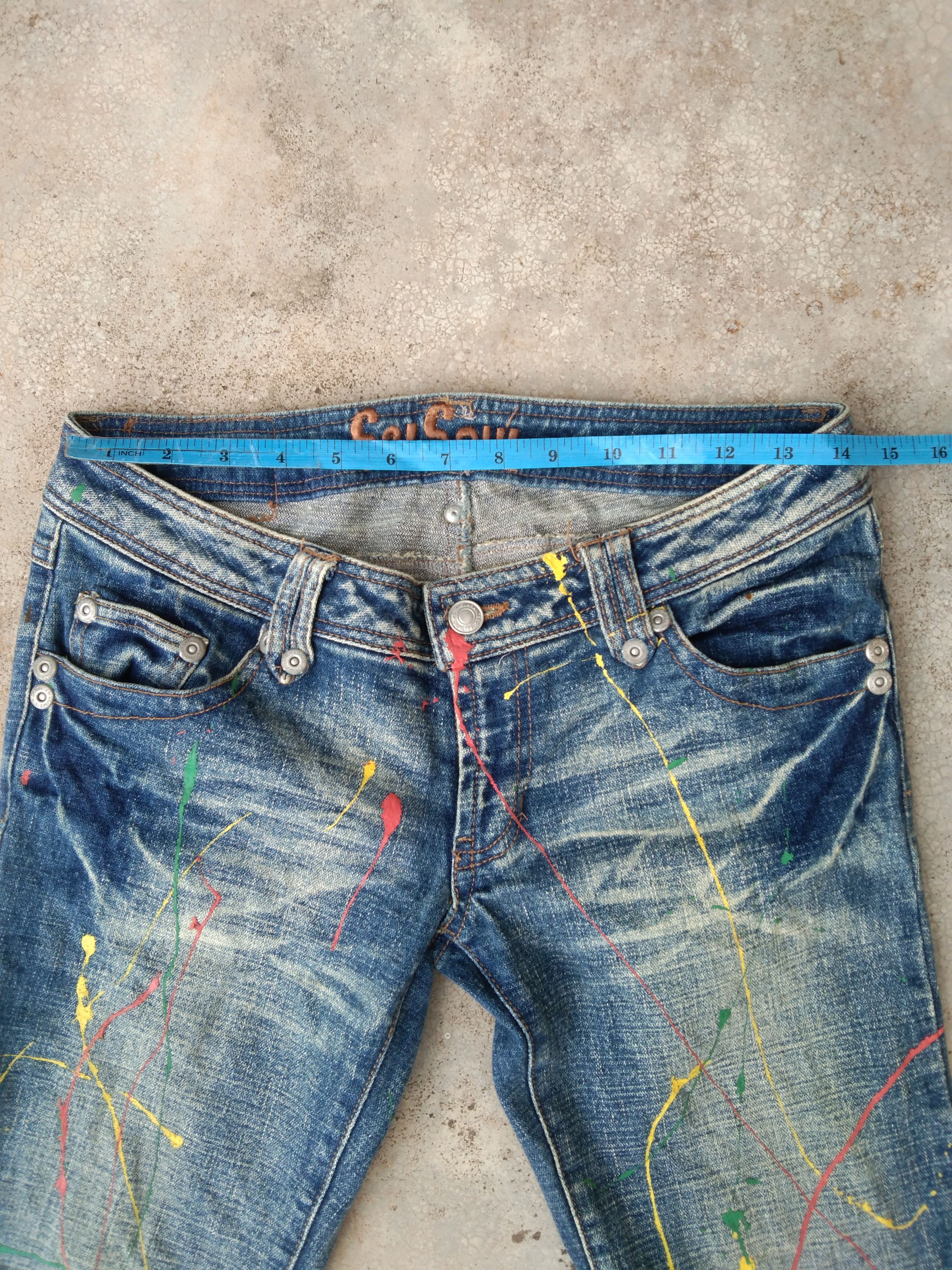 Japanese Brand Vintage Paint Splatter Flared Jeans 28x32 Size US 28 / EU 44 - 6 Thumbnail