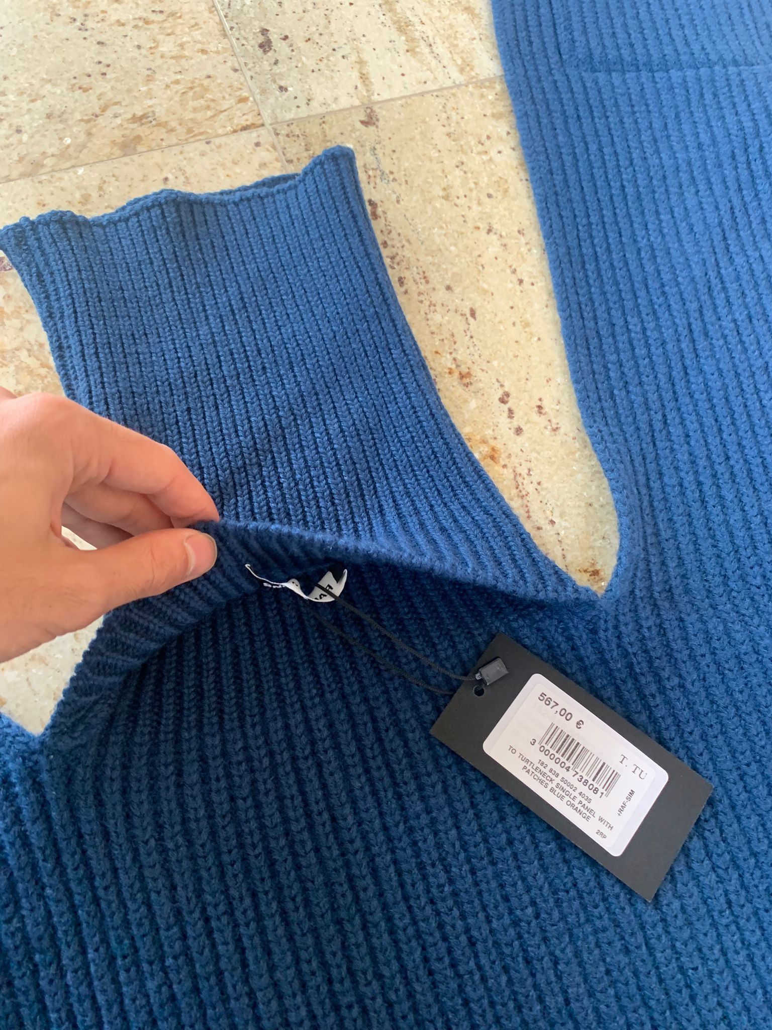 Raf Simons TO Turtleneck Single Panel With Patches in Blue Orange Size ONE SIZE - 8 Thumbnail