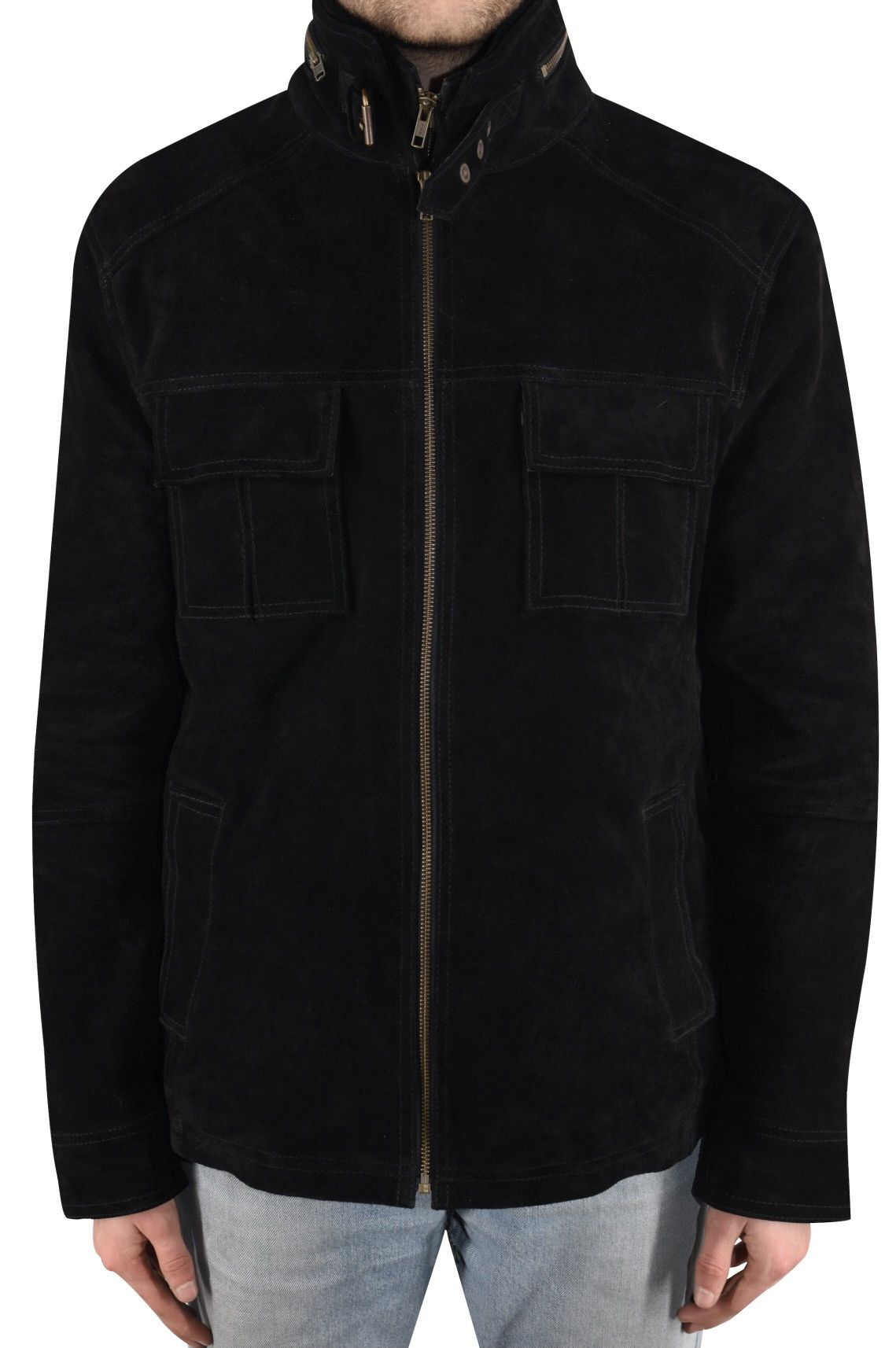 Vintage Zip Suede Jacket Black Size US L / EU 52-54 / 3 - 2 Thumbnail