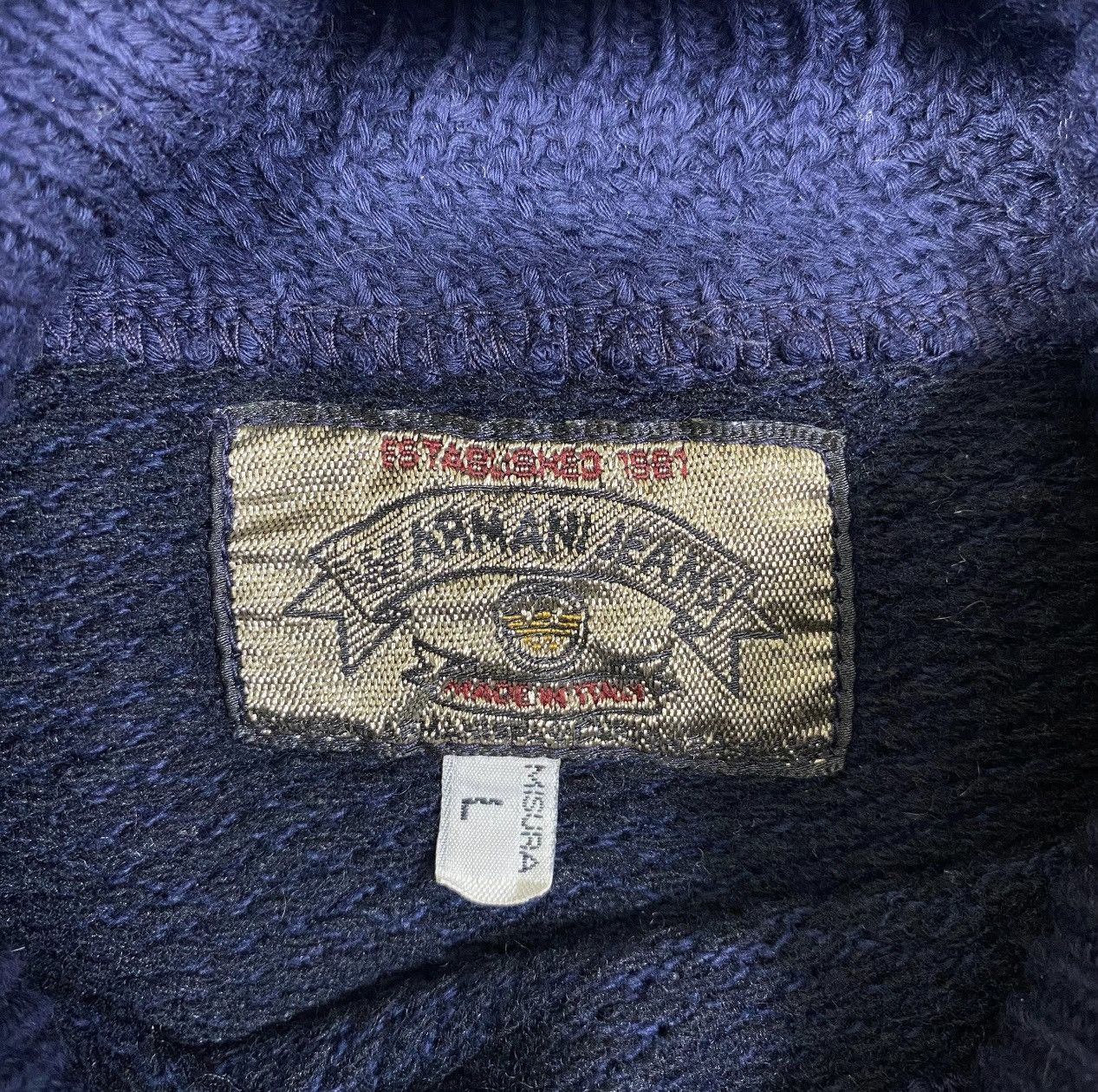 Emporio Armani × Vintage Vintage ARMANI JEANS Made In Italy Sweatshirt Pullover Size US L / EU 52-54 / 3 - 6 Thumbnail