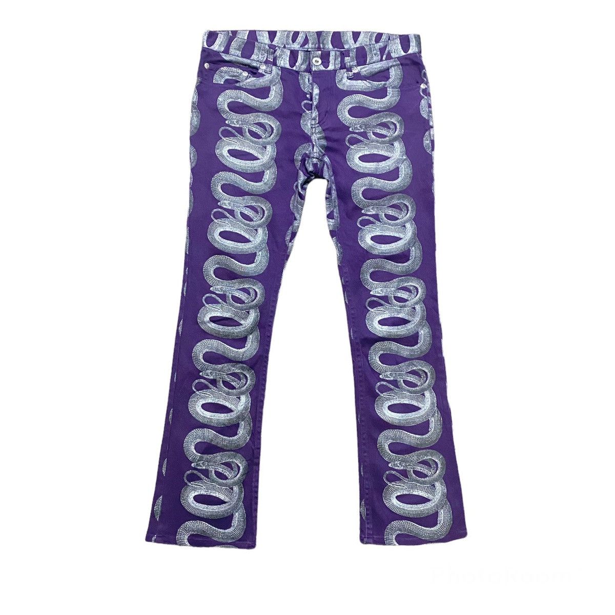 image of Vintage 90's Hysteric Glamour Snake Flare Pants in Purple, Women's (Size 30)