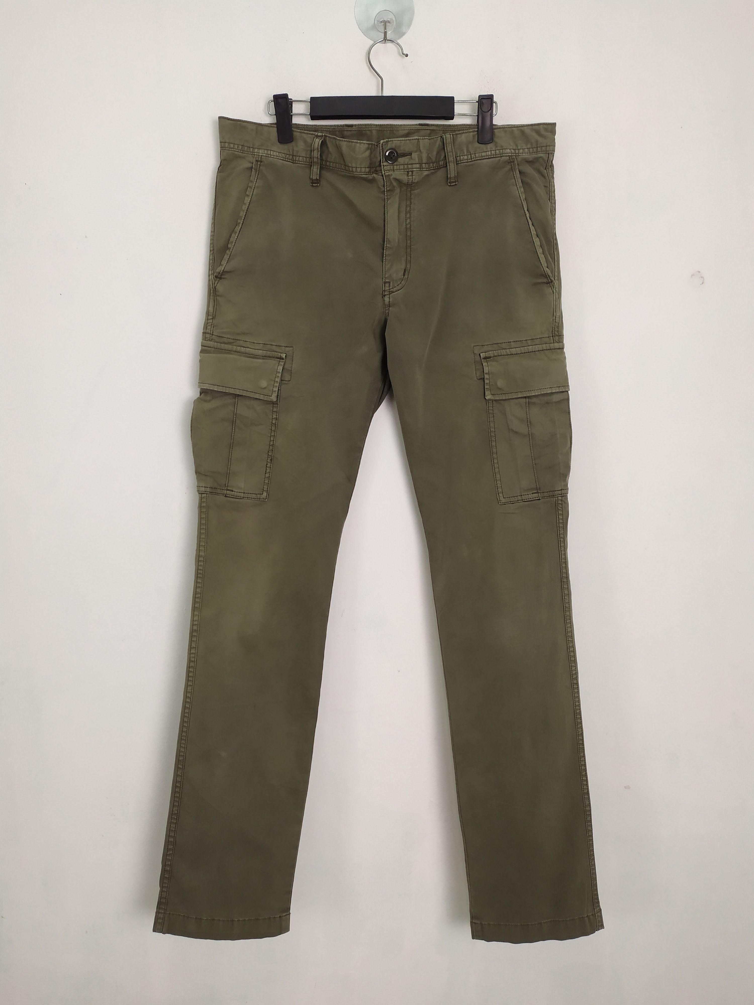 image of Vintage Green Faded Streetwear Cargo Pants, Men's (Size 34)