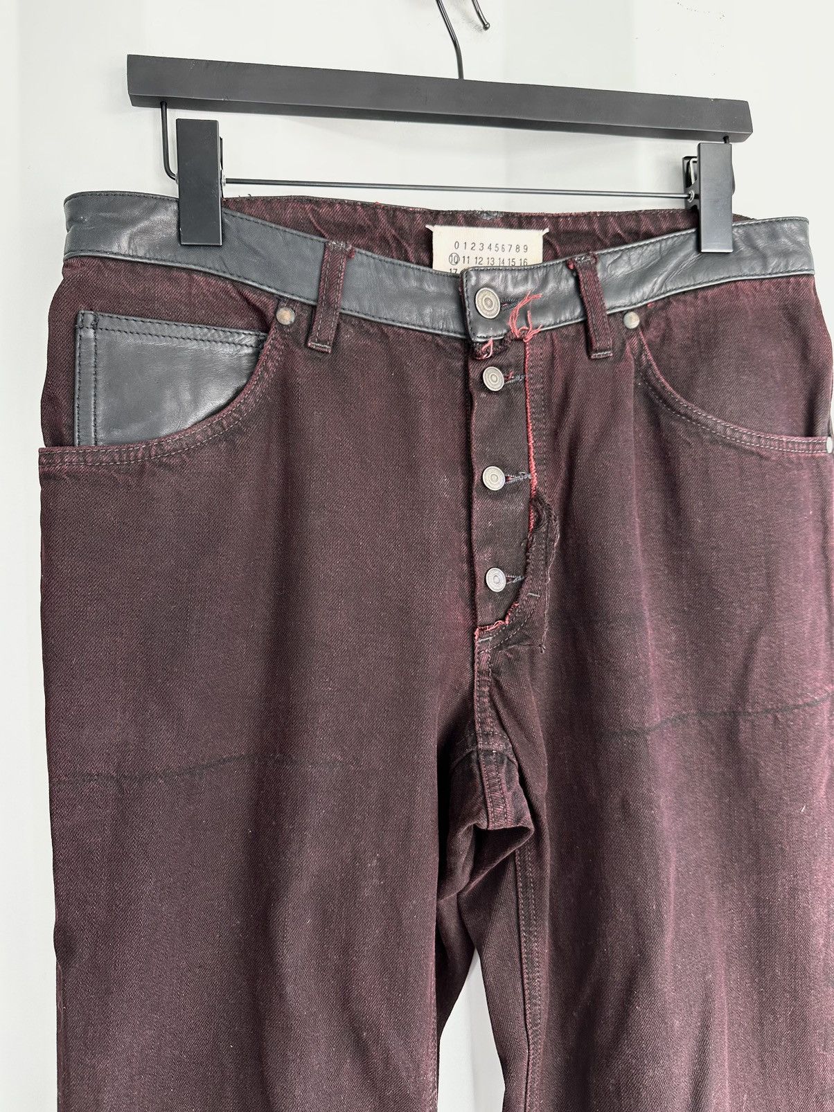 Leather Waist Dyed Denim