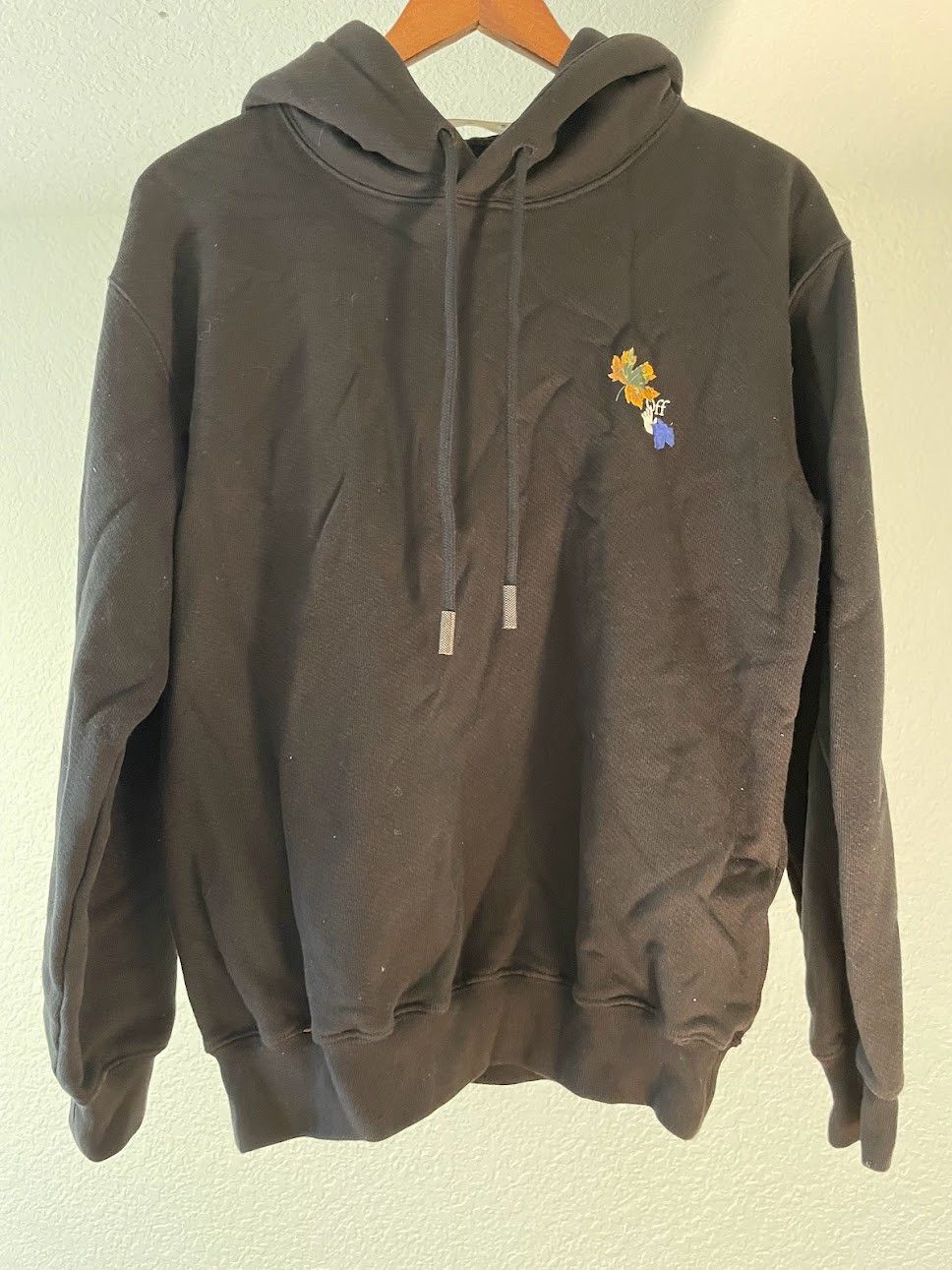 image of Off White Off-White Maple Leaf Hoodie in Black, Men's (Size Small)