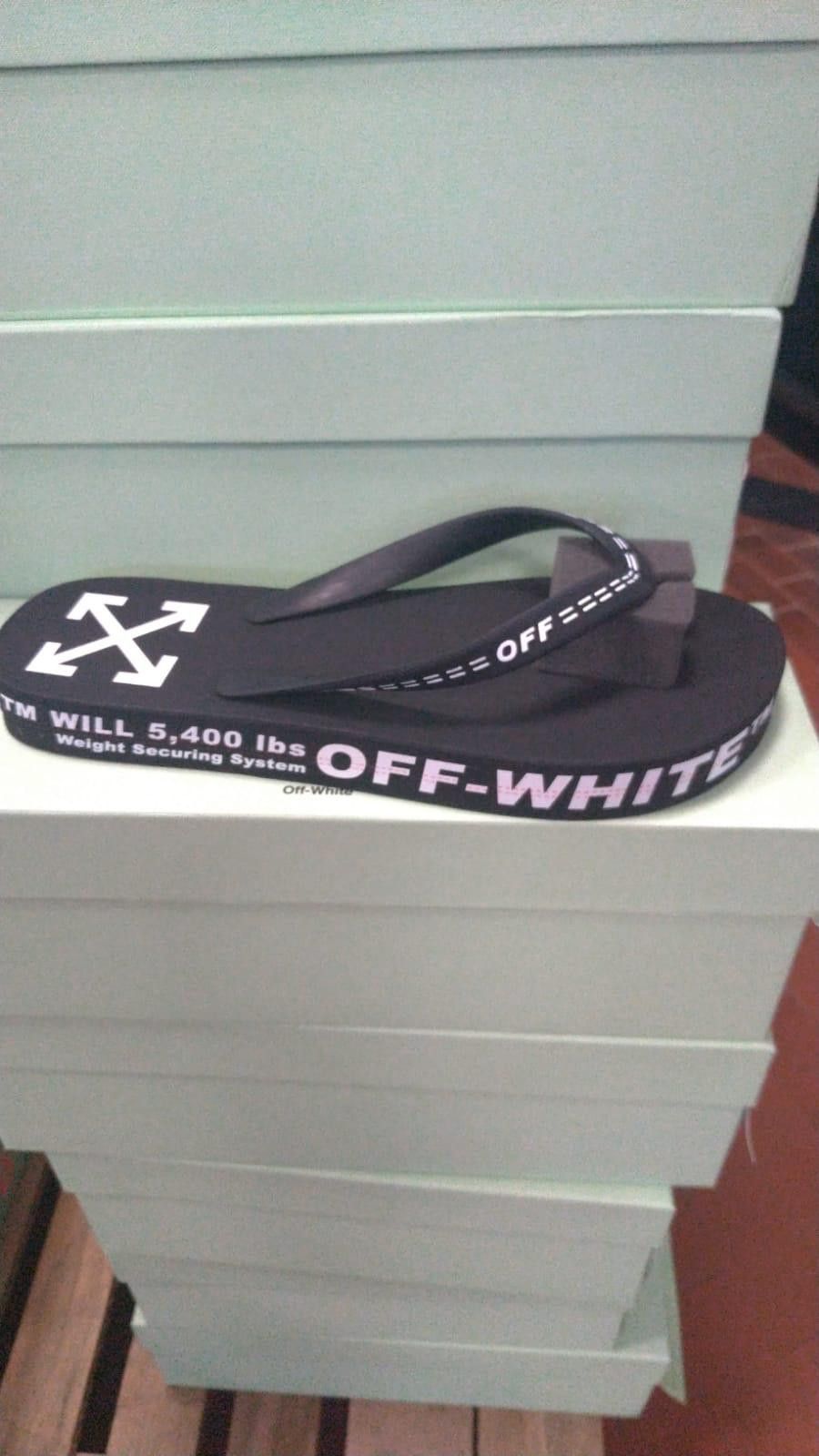 image of Off White Flip Flop Sandals In Black, Men's (Size 9)