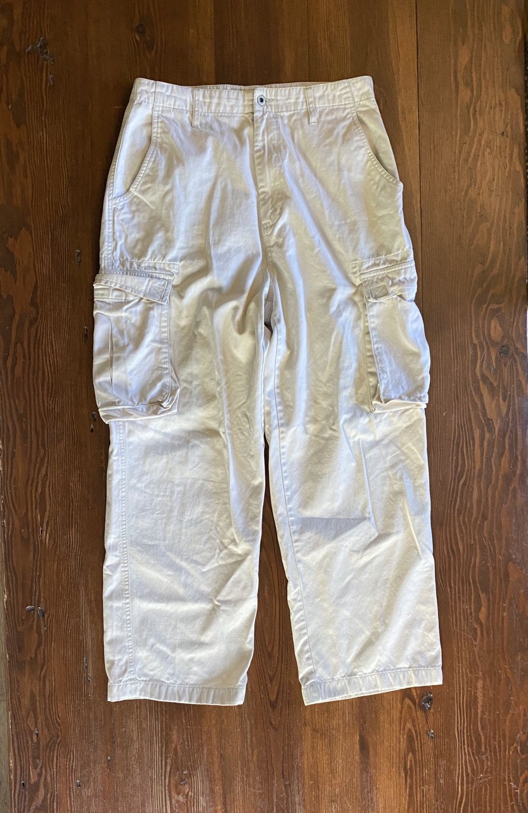 Bugle Boy Vintage 90’s Bugle Boy Cargo Baggy Light Khaki Pants 30x29 Size US 30 / EU 46 - 1 Thumbnail