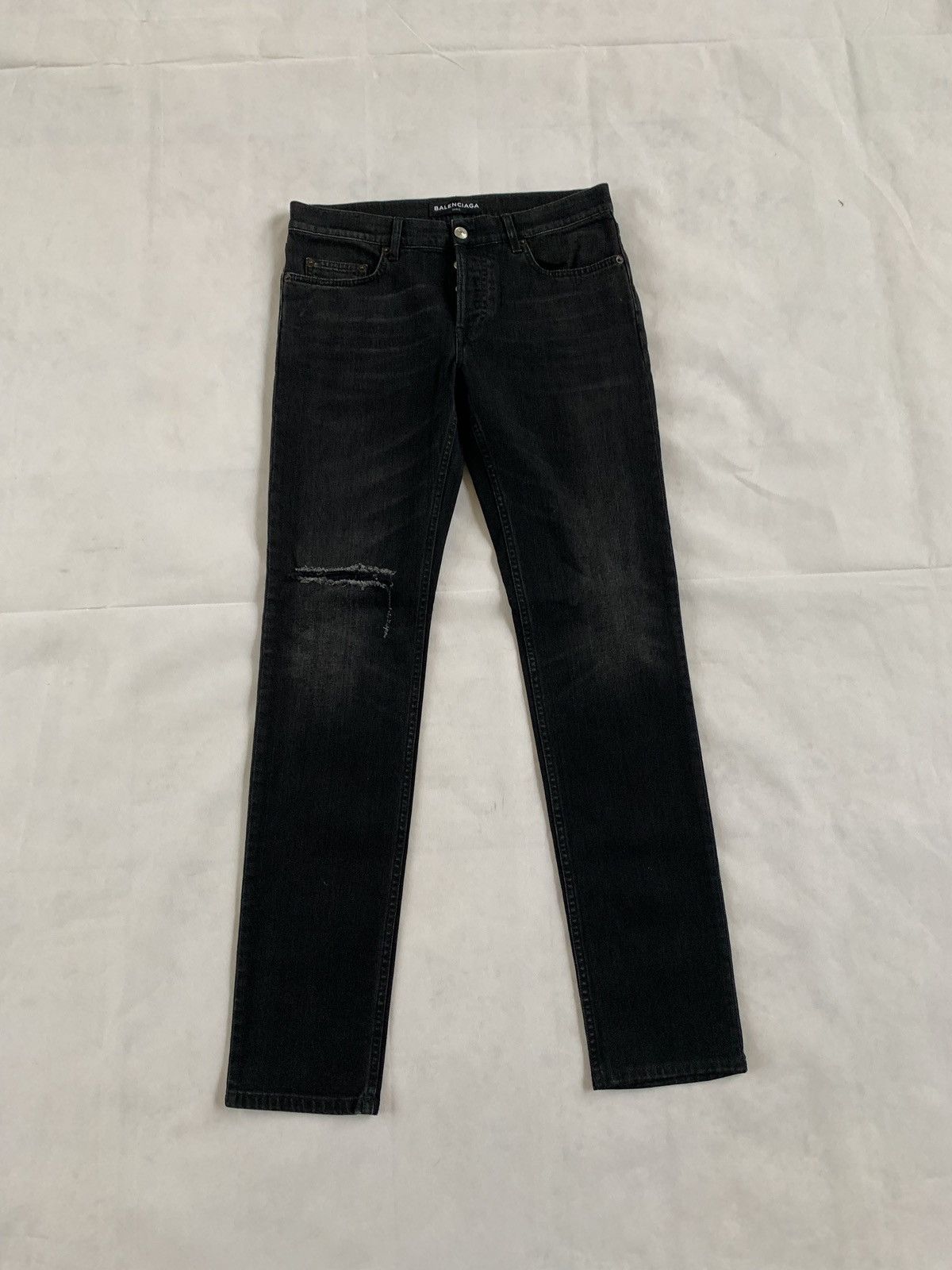 Balenciaga SS18 Knee Slit Denim in Black Size US 29 - 4 Thumbnail