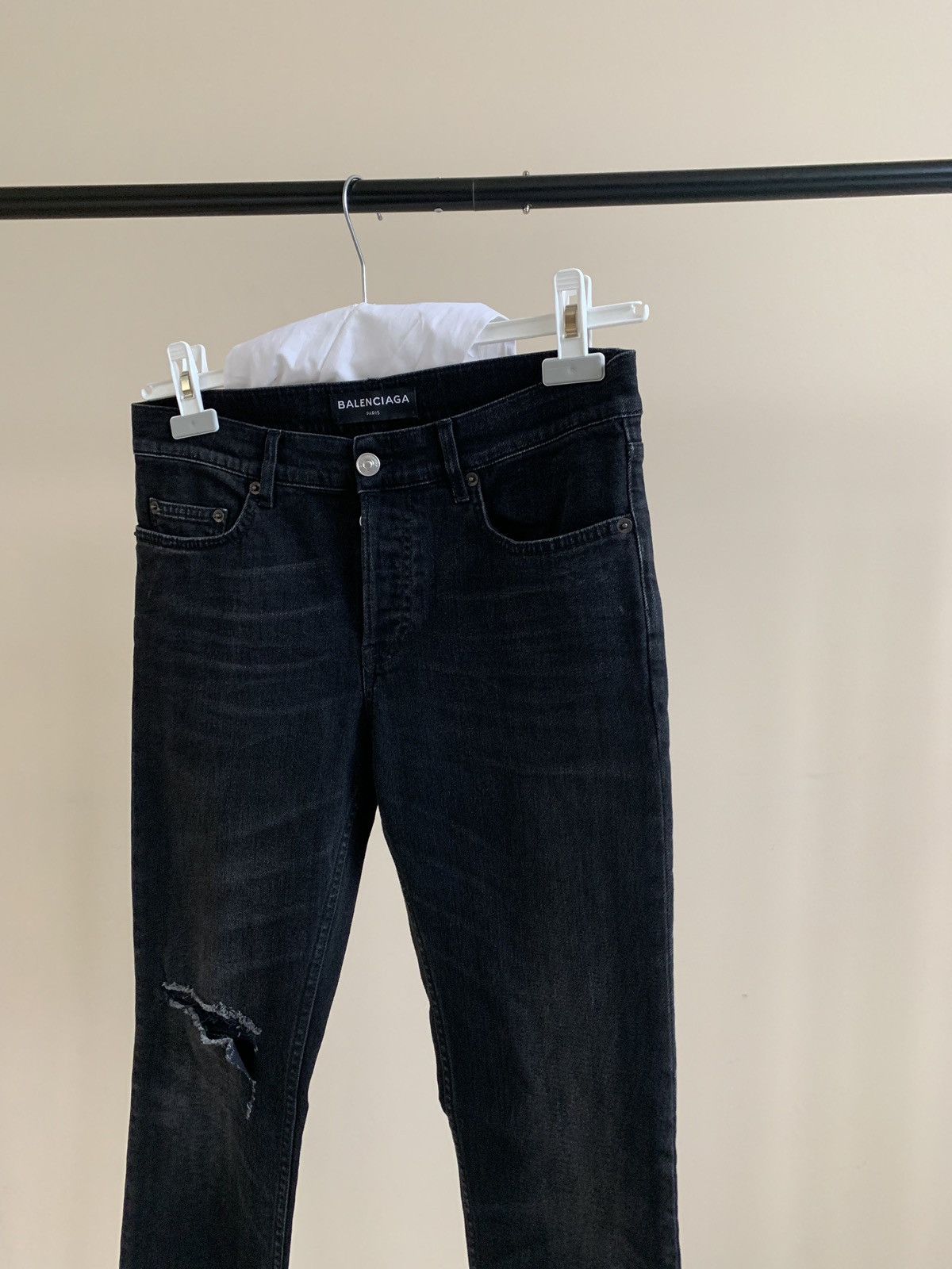 Balenciaga SS18 Knee Slit Denim in Black Size US 29 - 2 Thumbnail