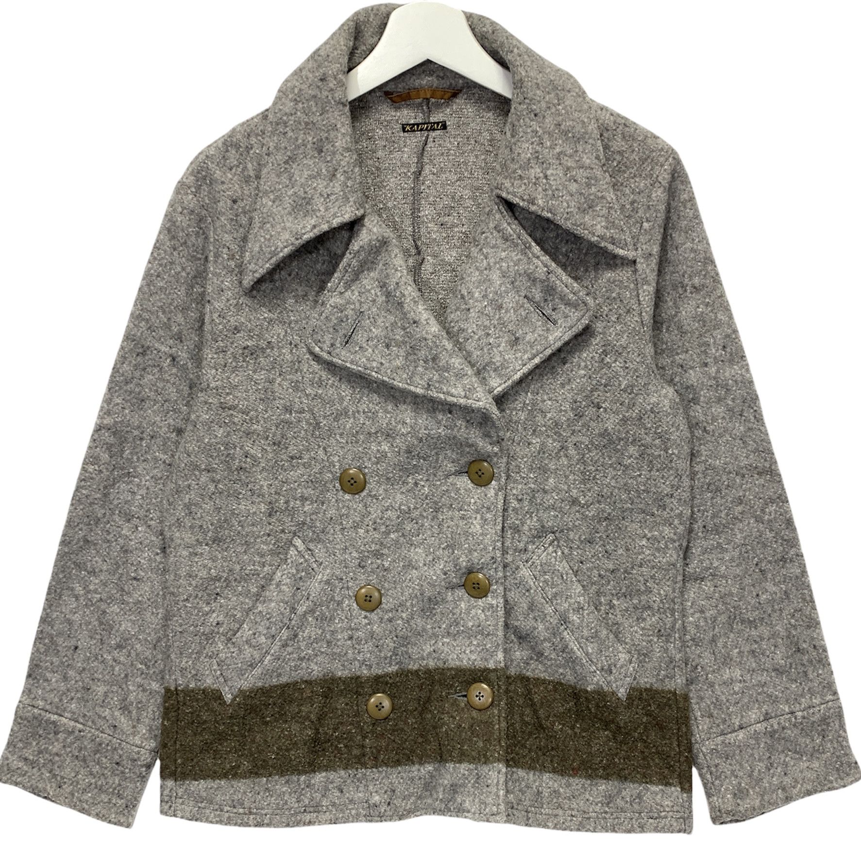 image of Kapital Fleece Pea Coat Grey, Men's (Size Medium)