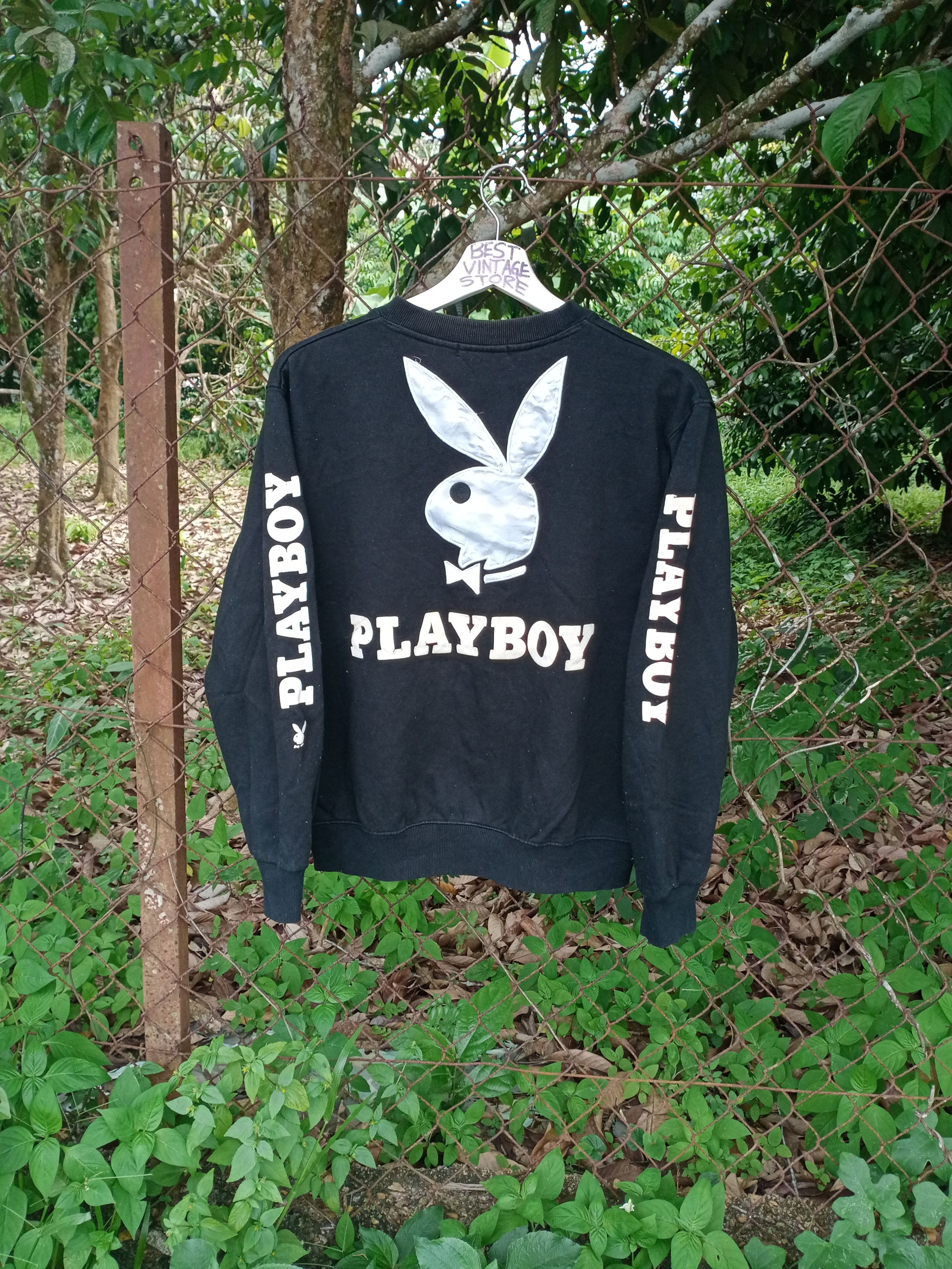 Playboy Vintage 90s Playboy Big Logo Croptop Sweatshirt Size US S / EU 44-46 / 1 - 1 Thumbnail