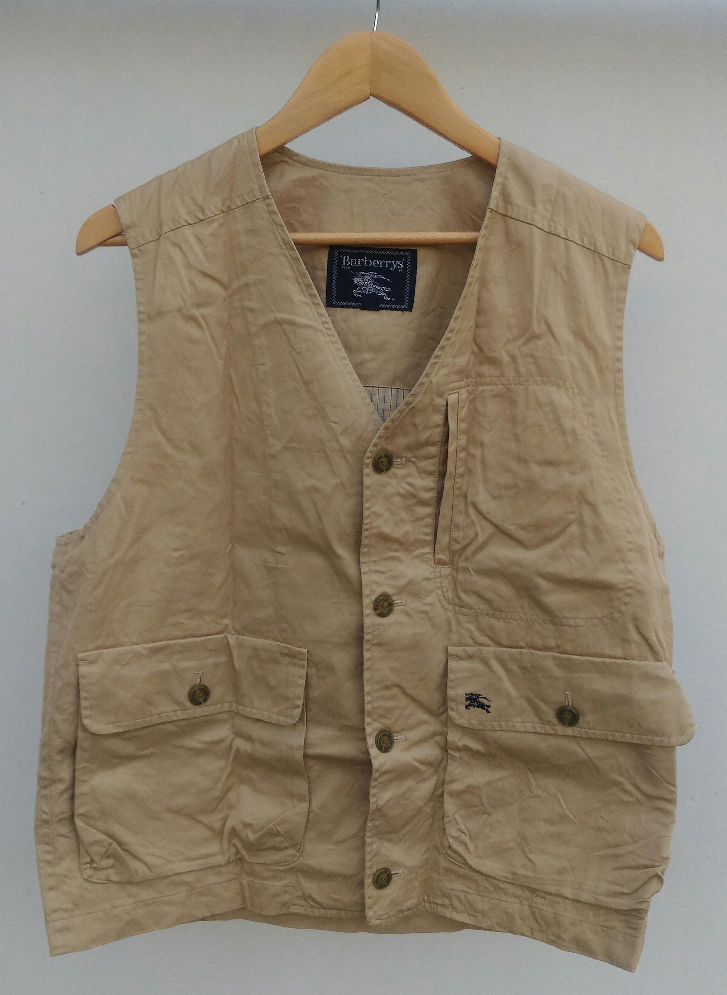 image of Vintage Burberry Vest Gilet Size L Large in Cream, Men's