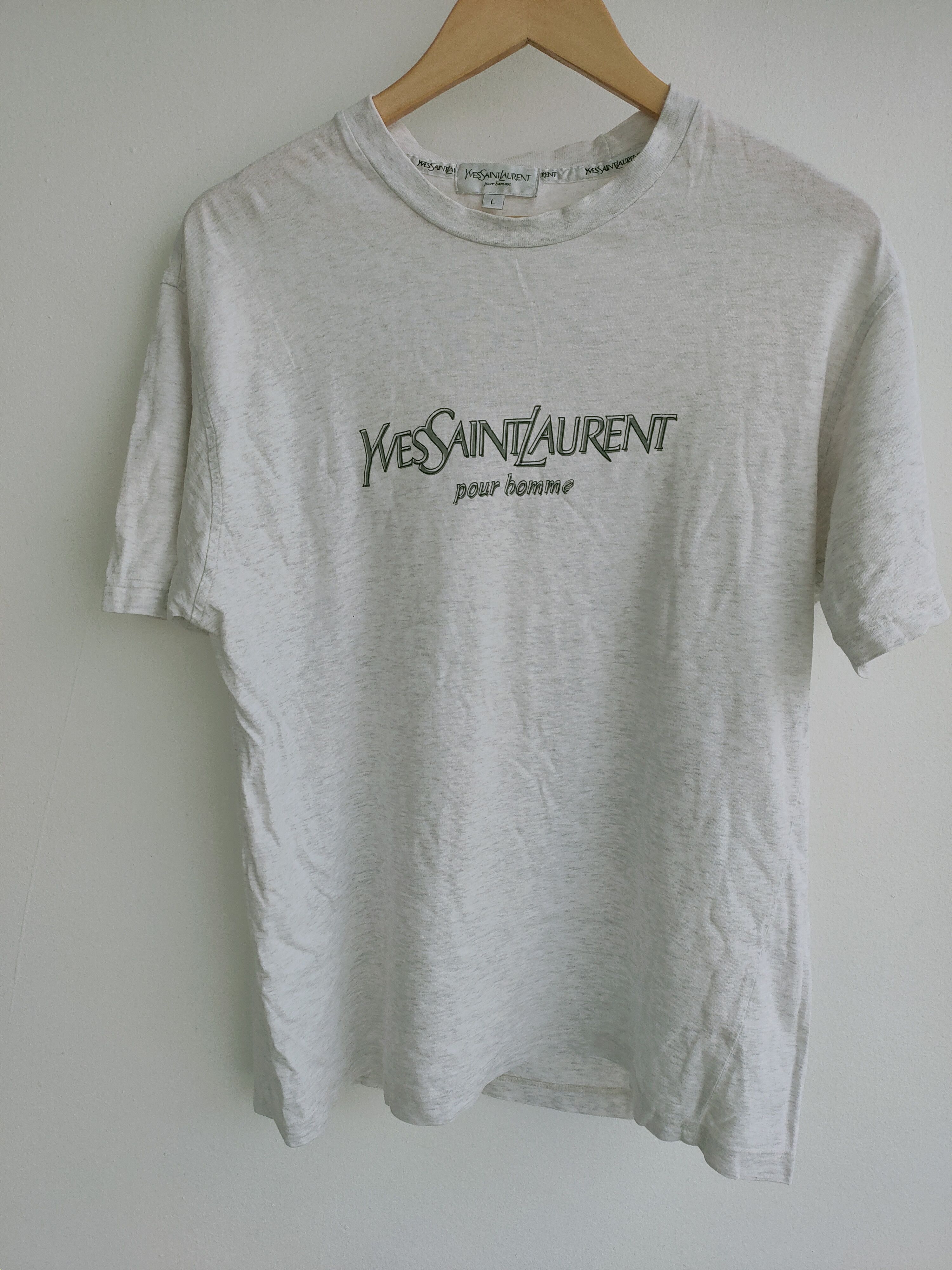 Yves Saint Laurent YSL Pour Homme Big Logo Spell out T-shirt Size US L / EU 52-54 / 3 - 2 Thumbnail