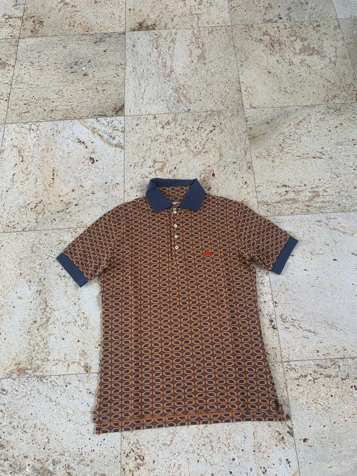 Pre-owned Vivienne Westwood Argyle Brown & Navy Polo In Brown Navy