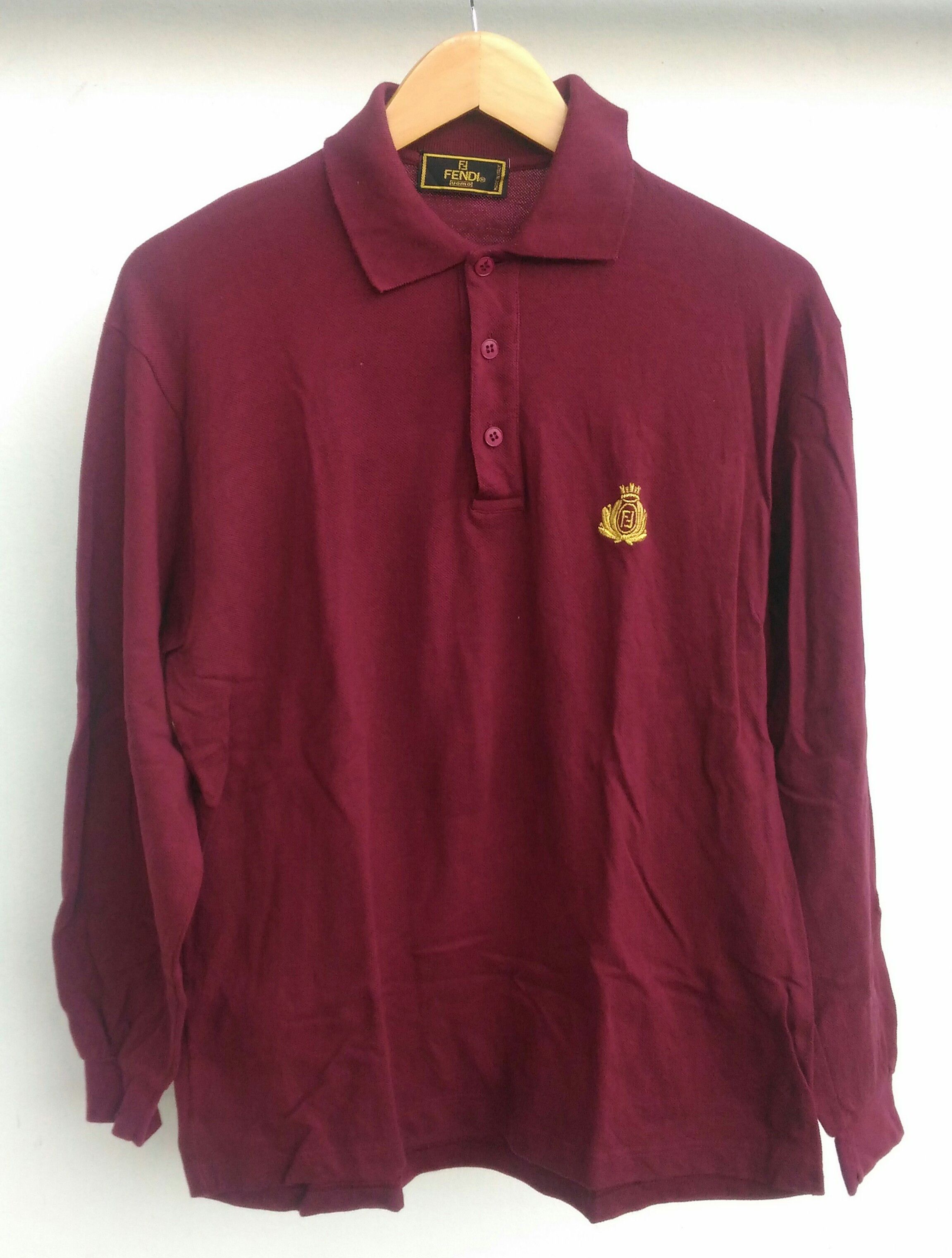 Fendi Made in Italy Fendi Longsleeves Logo Polo Shirt Size US M / EU 48-50 / 2 - 1 Thumbnail