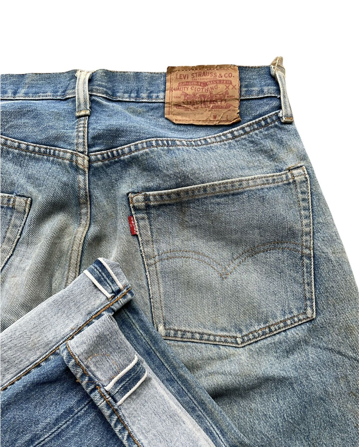Levi's Vintage Levis 501e Redline 1977 Aging Faded Wash Denim Size US 32 / EU 48 - 7 Thumbnail