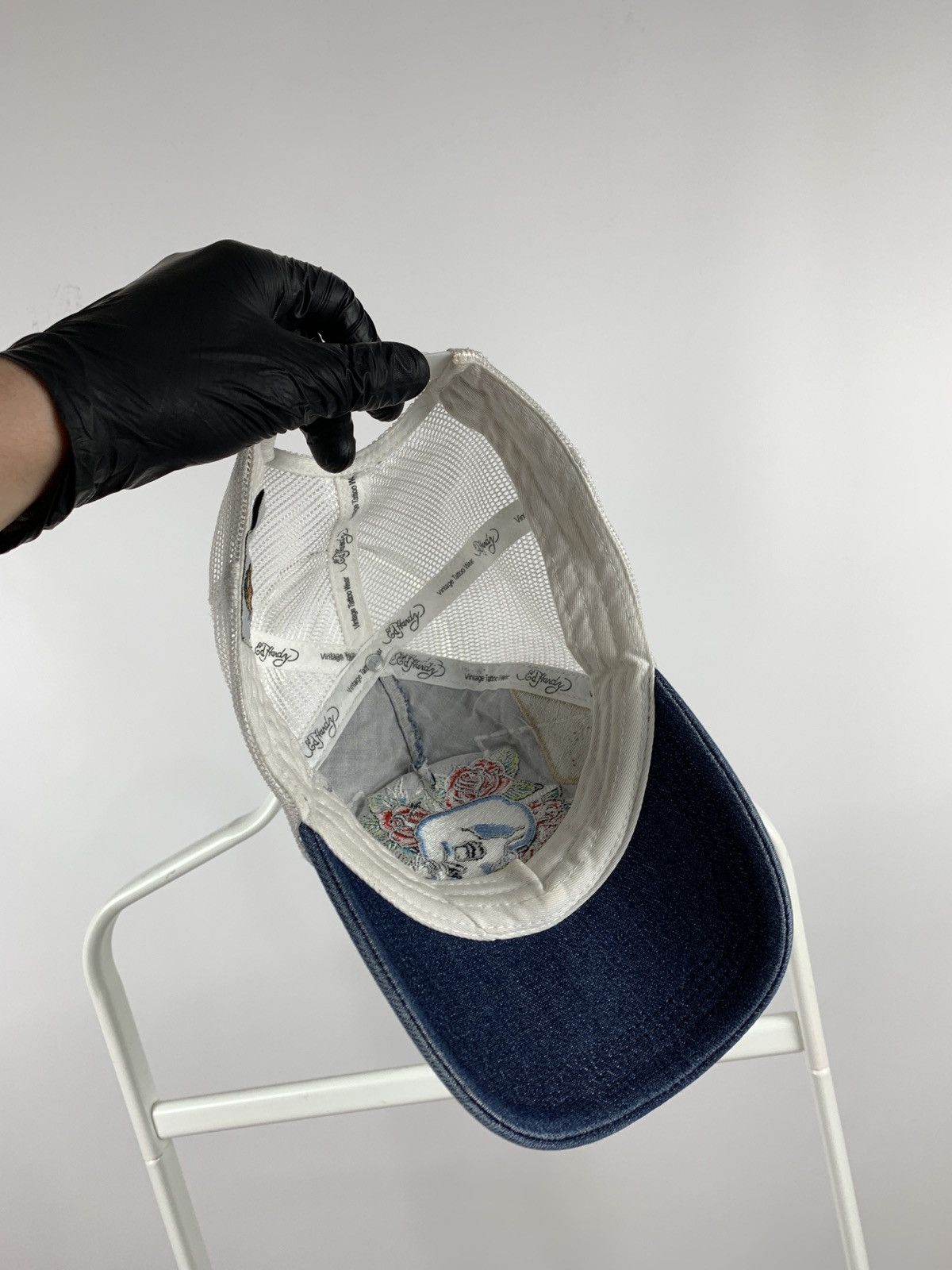 Christian Audigier Vintage Ed Hardy Christian Audigier Skull Rose Denim Cap Size ONE SIZE - 13 Thumbnail