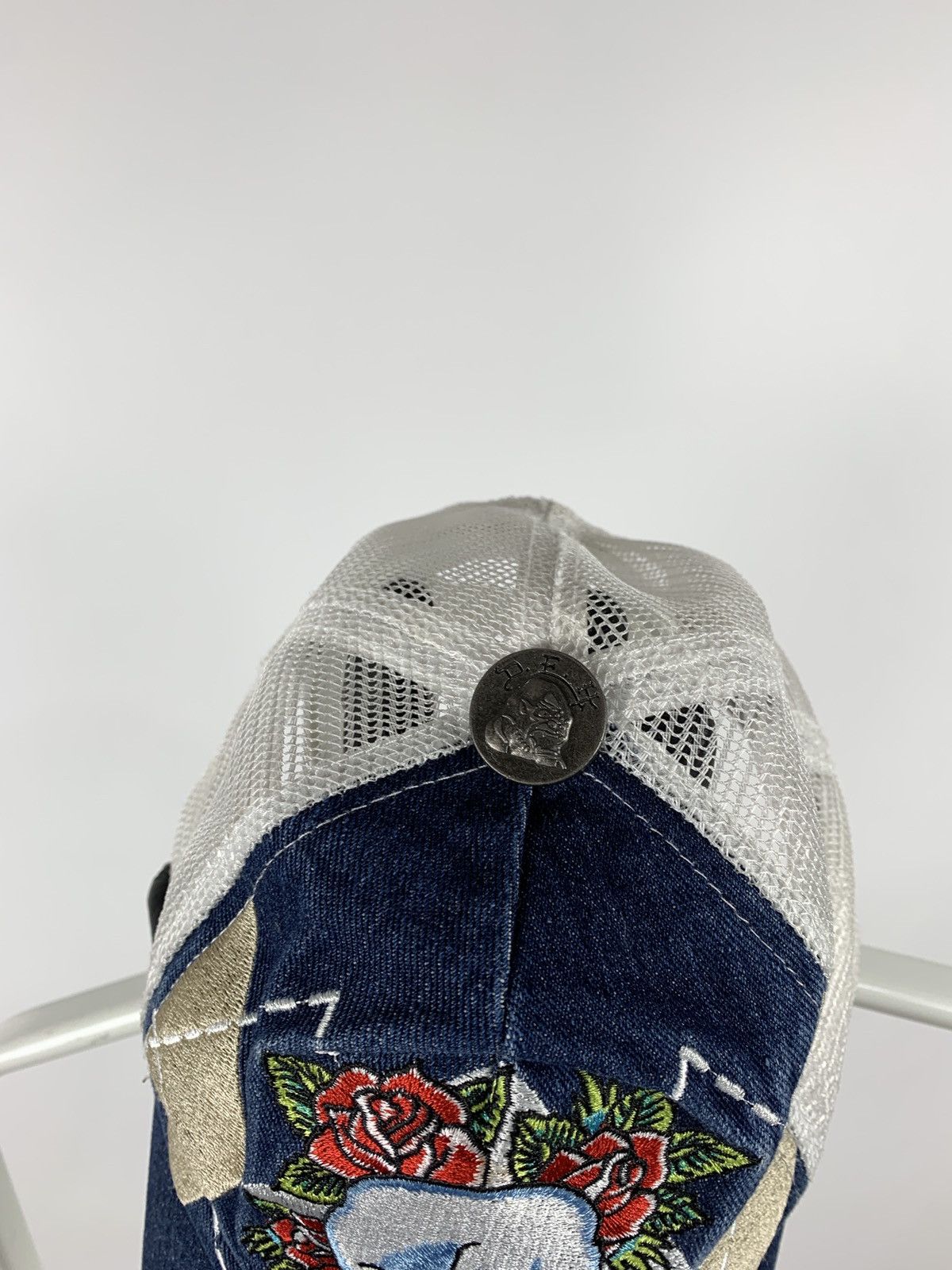 Christian Audigier Vintage Ed Hardy Christian Audigier Skull Rose Denim Cap Size ONE SIZE - 9 Thumbnail