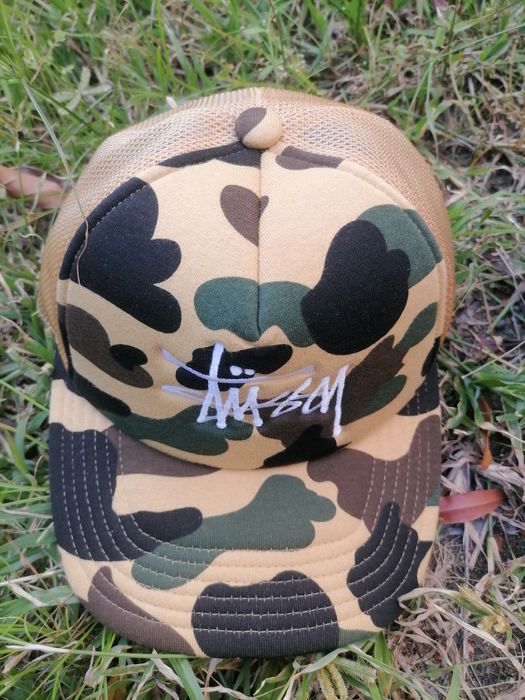 Bape stussy discount camo hat