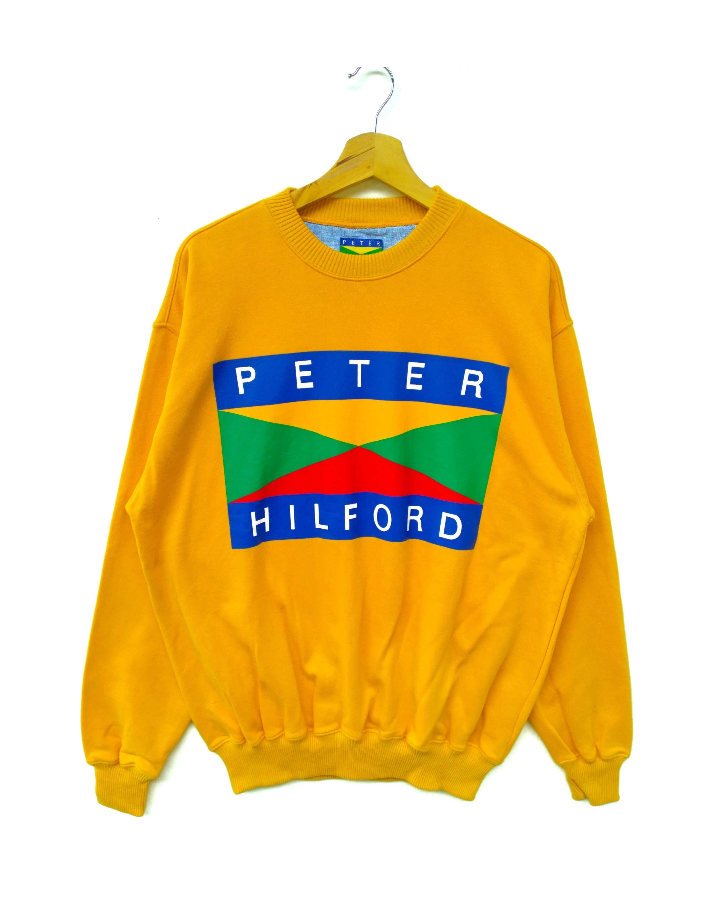 image of Vintage 90's Peter Hilford Sweatshirt/size L/made In Taiwan in Yellow, Men's (Size Large)
