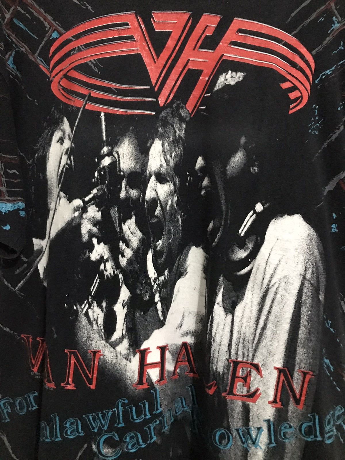 Vintage 💸BINDINGOFFER💸Vintage 1991 Van Halen All Over Print Size US XL / EU 56 / 4 - 3 Thumbnail