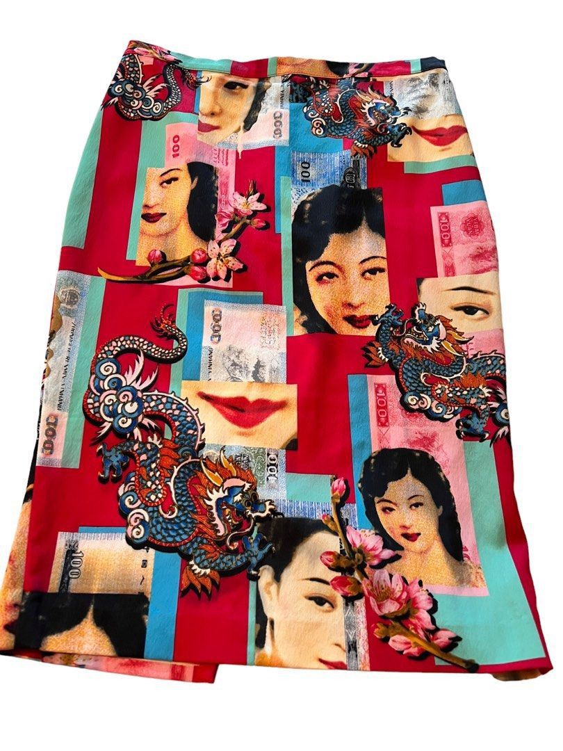 Dolce & Gabbana Printed Stretch Satin Skirt | Grailed