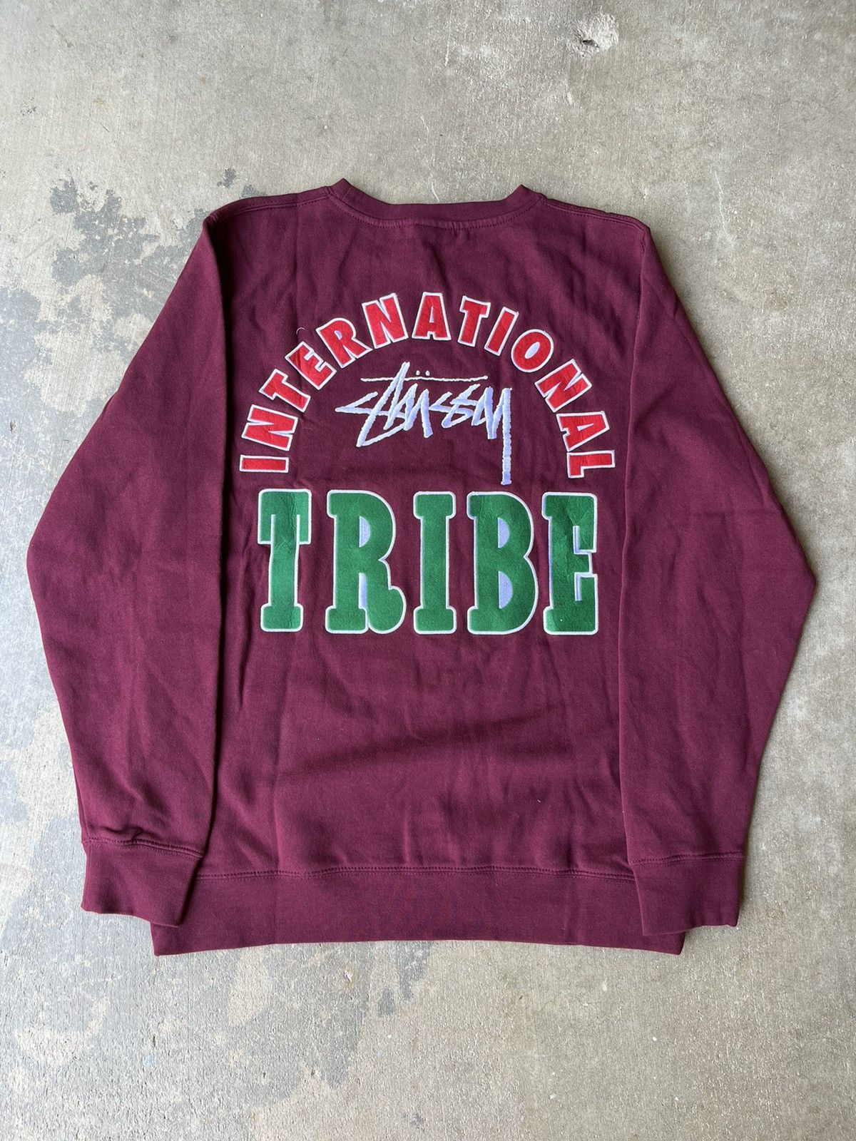 image of Stussy International Stussy Tribe Crewneck in Maroon, Men's (Size XL)