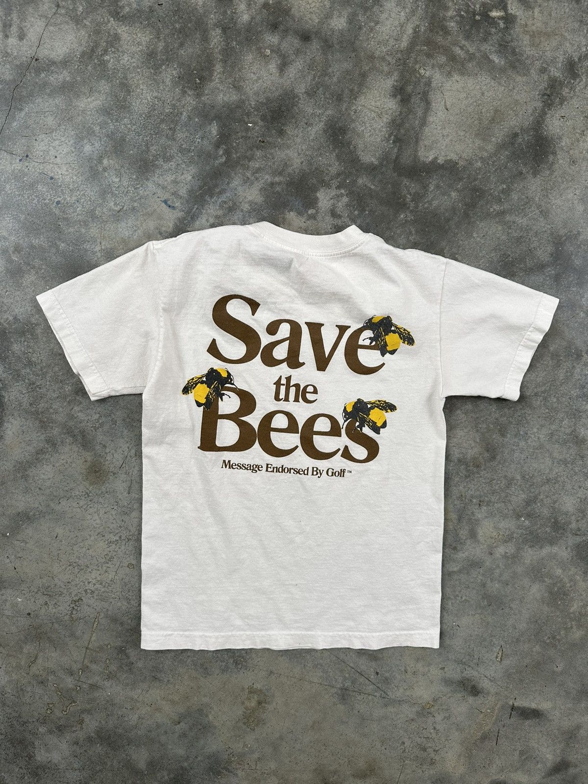 image of Golf Wang "save The Bees" White Logo Tee Sz. Small / Igor, Men's