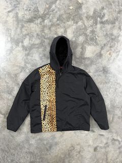 Supreme Supreme Cheetah Print Hooded Station Jacket Black Sz