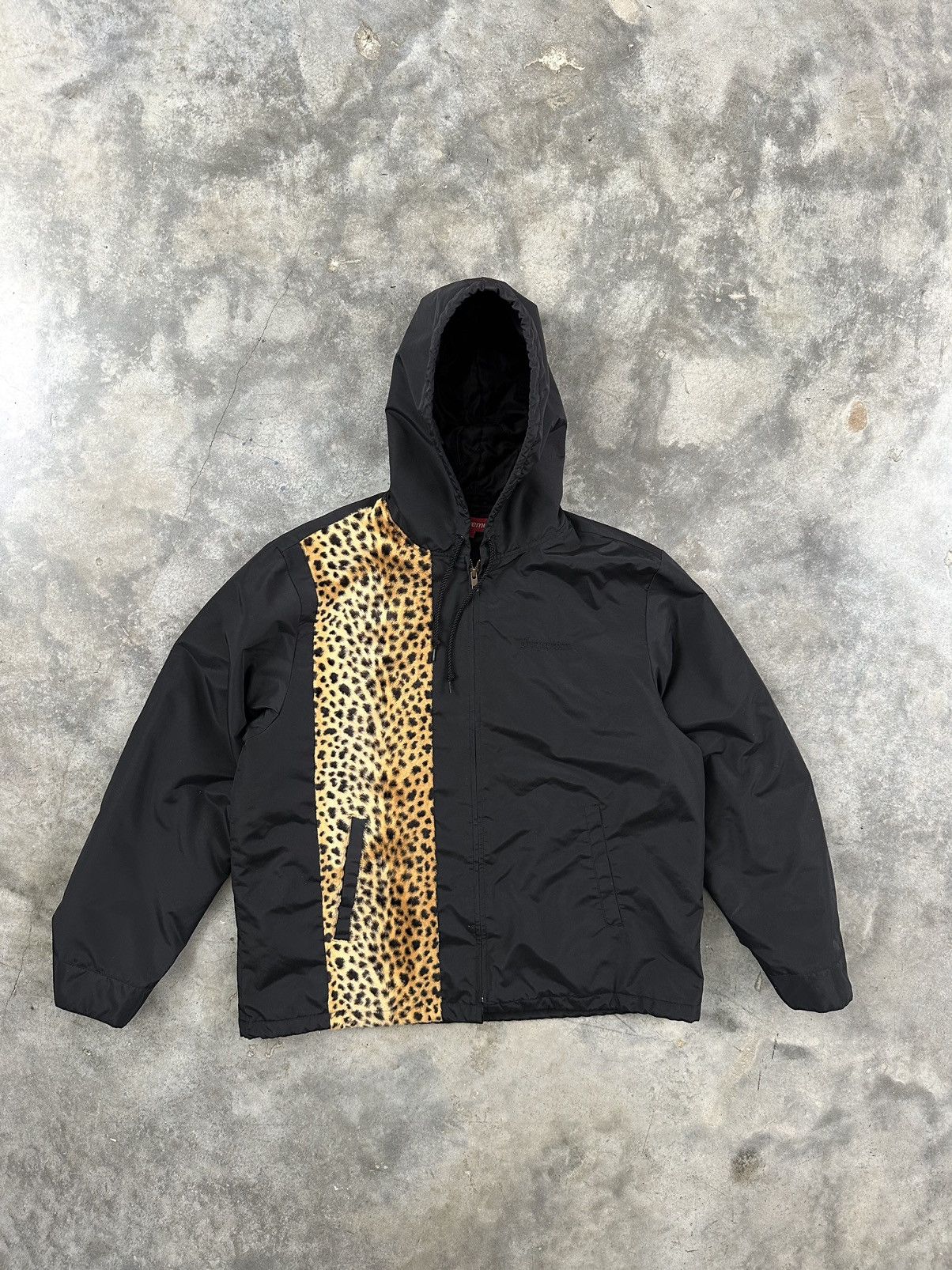 image of Supreme Cheetah Print Hooded Station Jacket Black Sz. Large, Men's